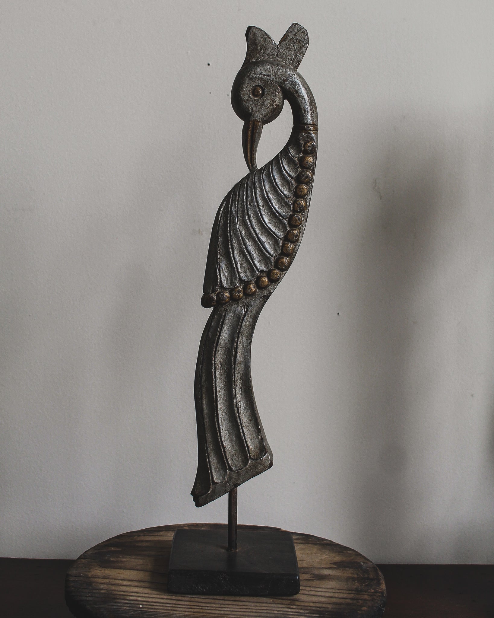 Tall Bird Carving on Stand