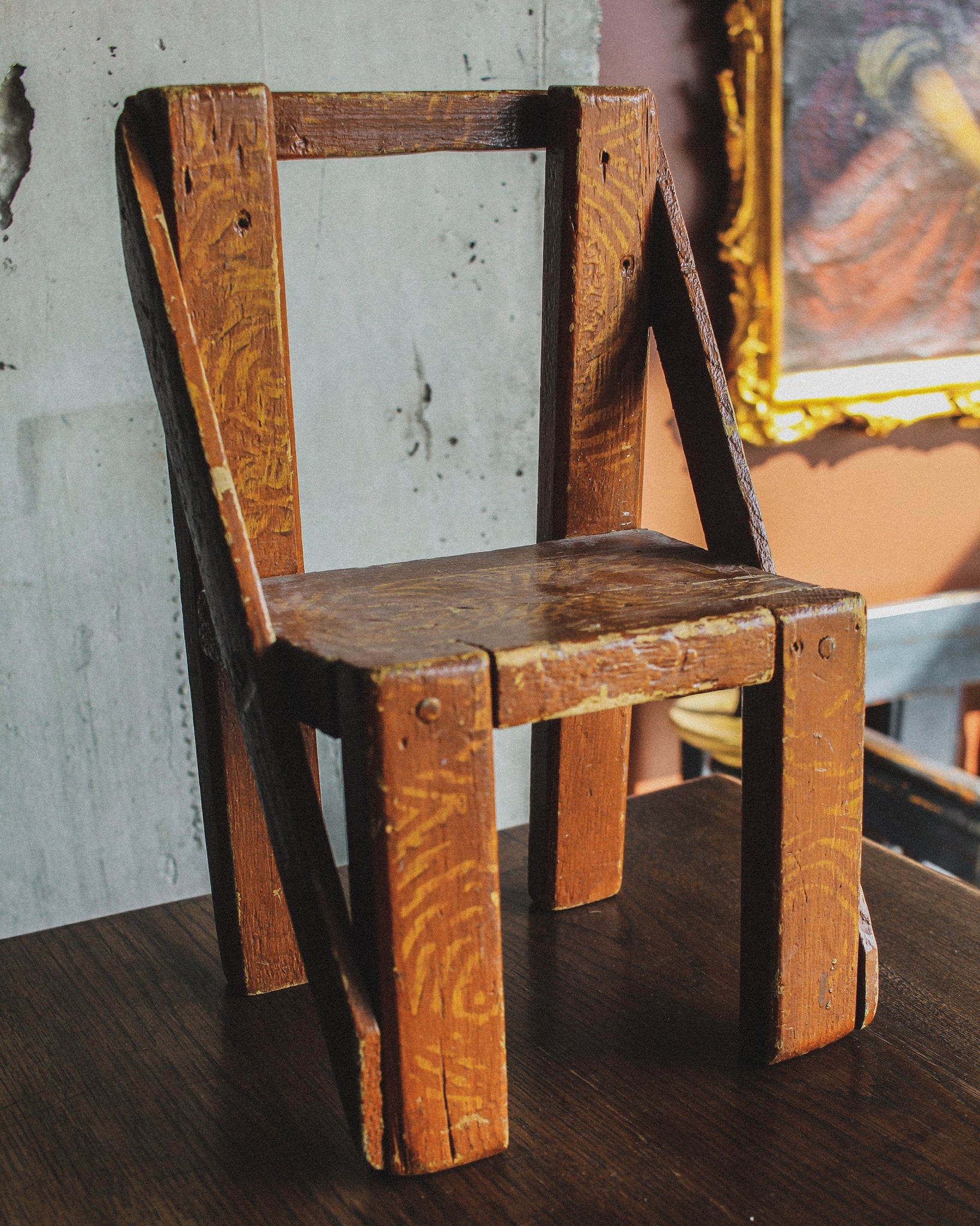 Quebec Folk Art Miniature Chair Display Stand