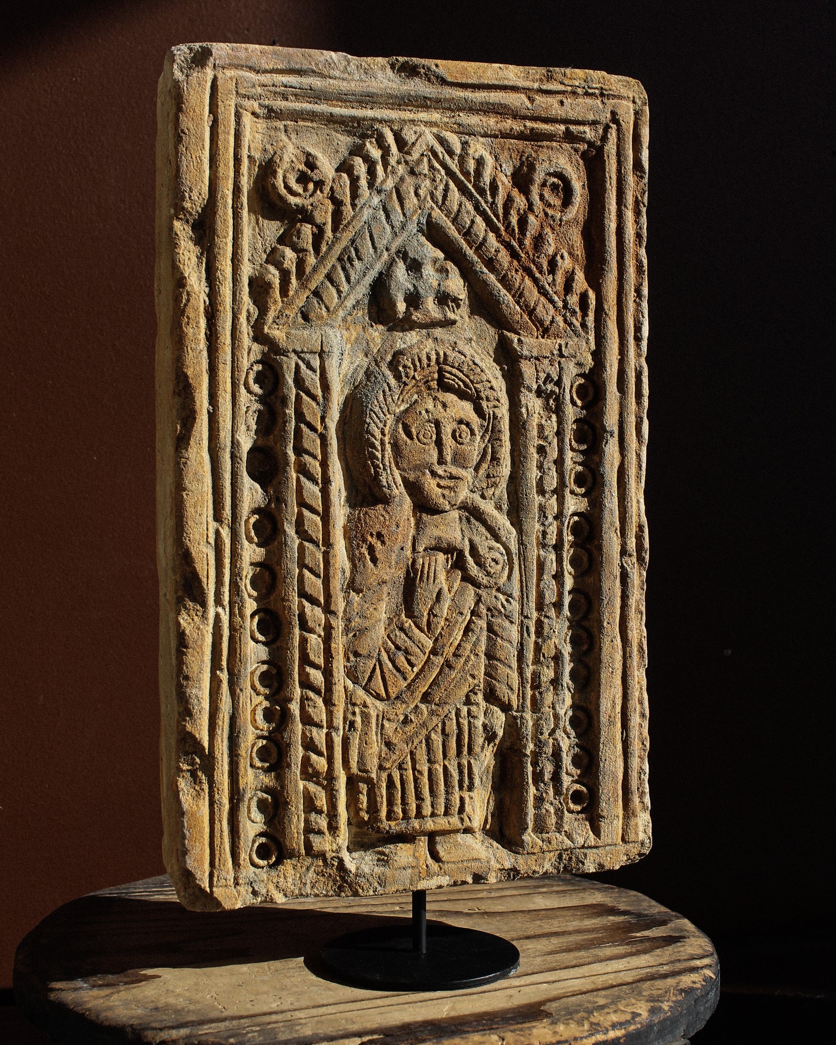 Northern Italian Saint Adorned Stone Tablet