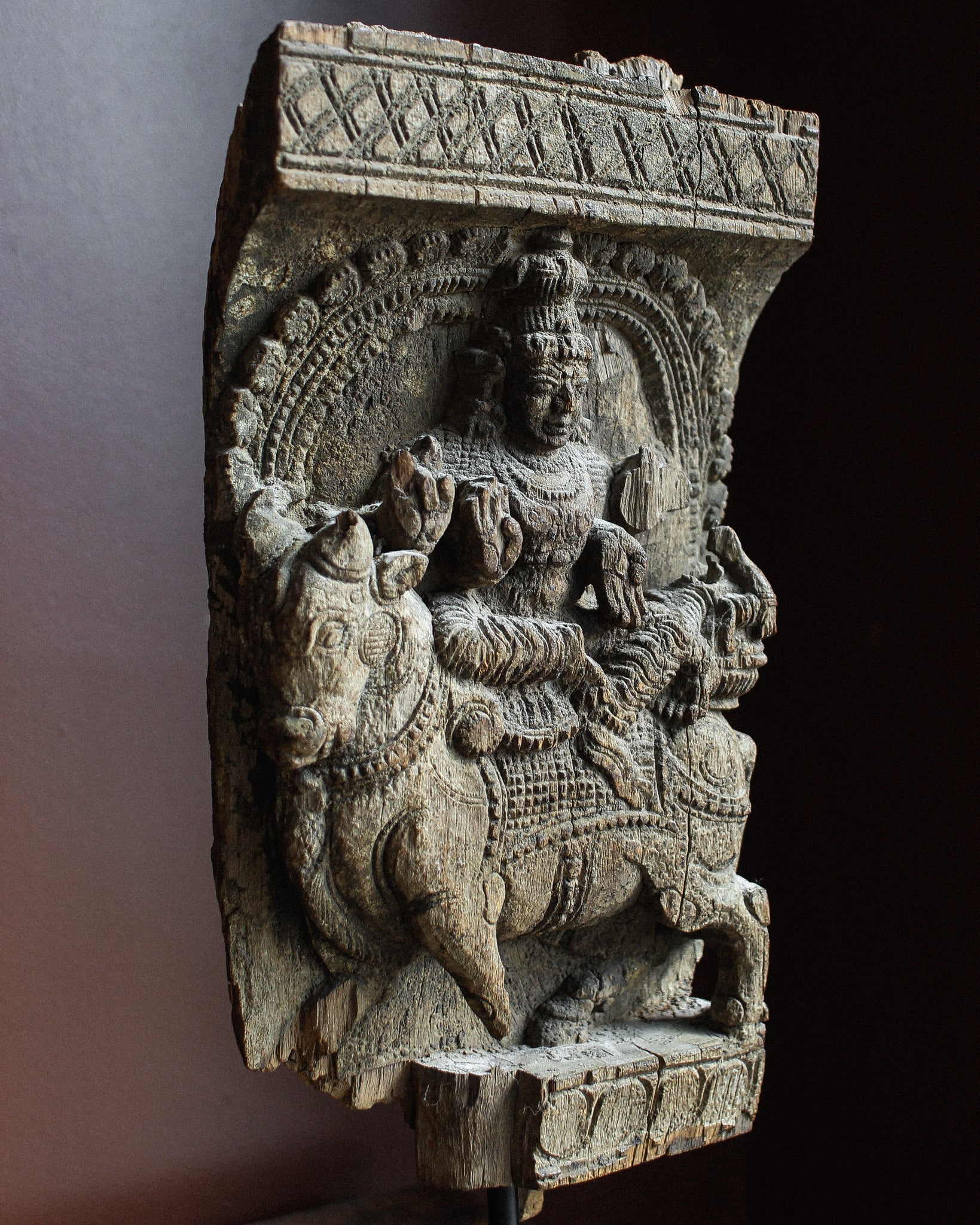 Shiva on Nandi Temple Carving on Stand