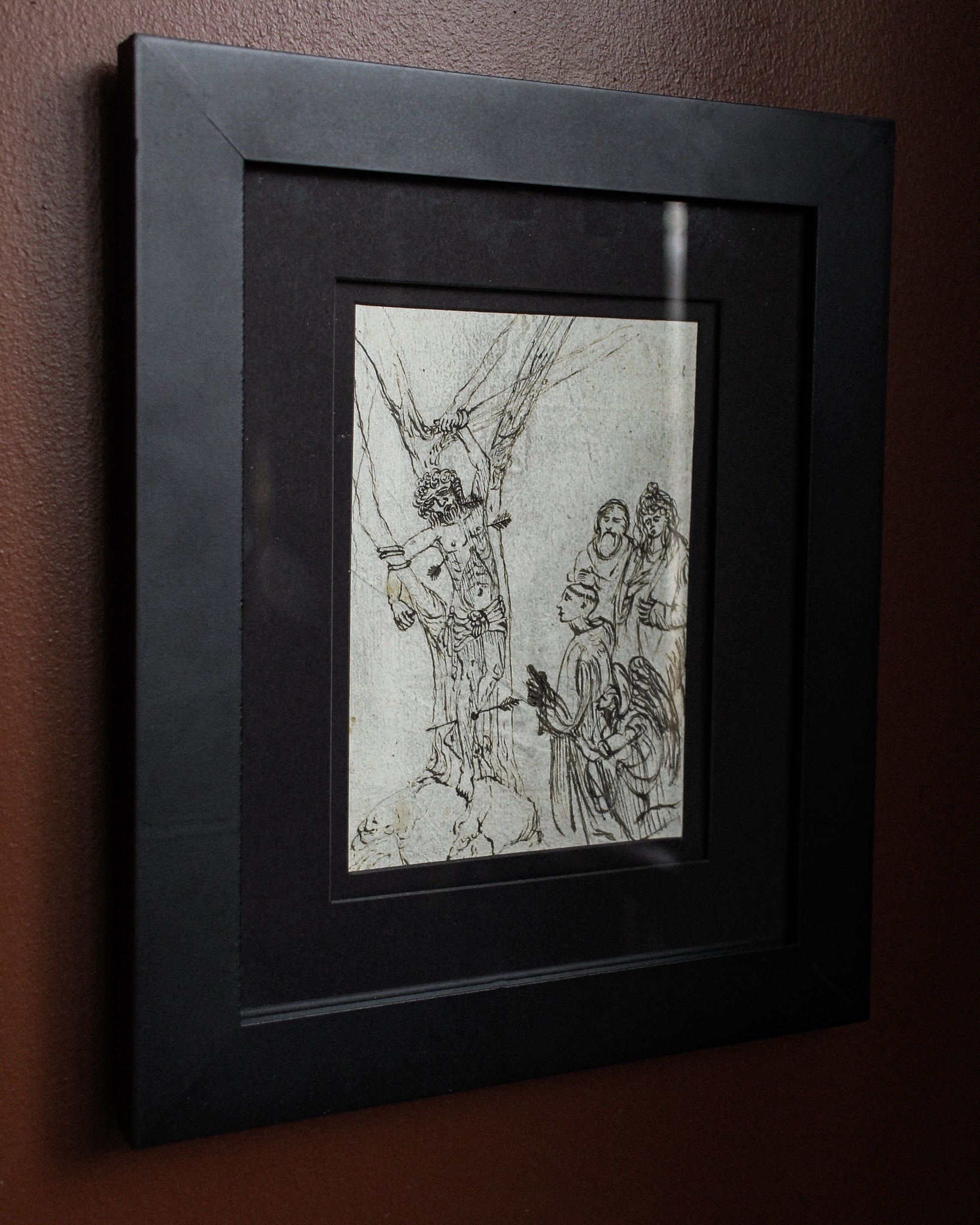 Early 15th Century Old Master Preparatory Sketch of Saint Sebastian, Shot By Arrows
