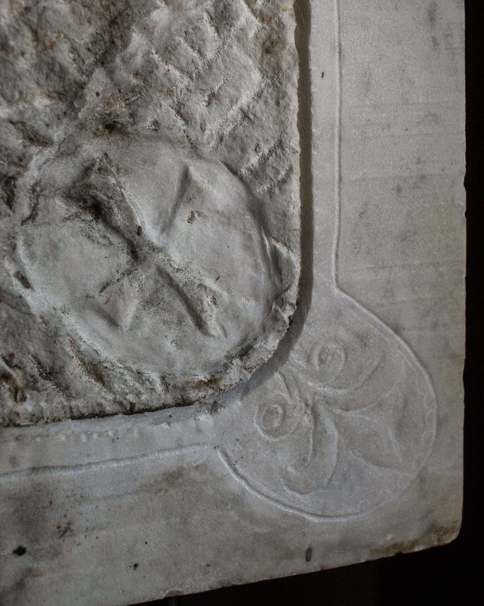 12th Century Italian Marble Architectural Fragment with Maltese Cross on Stand