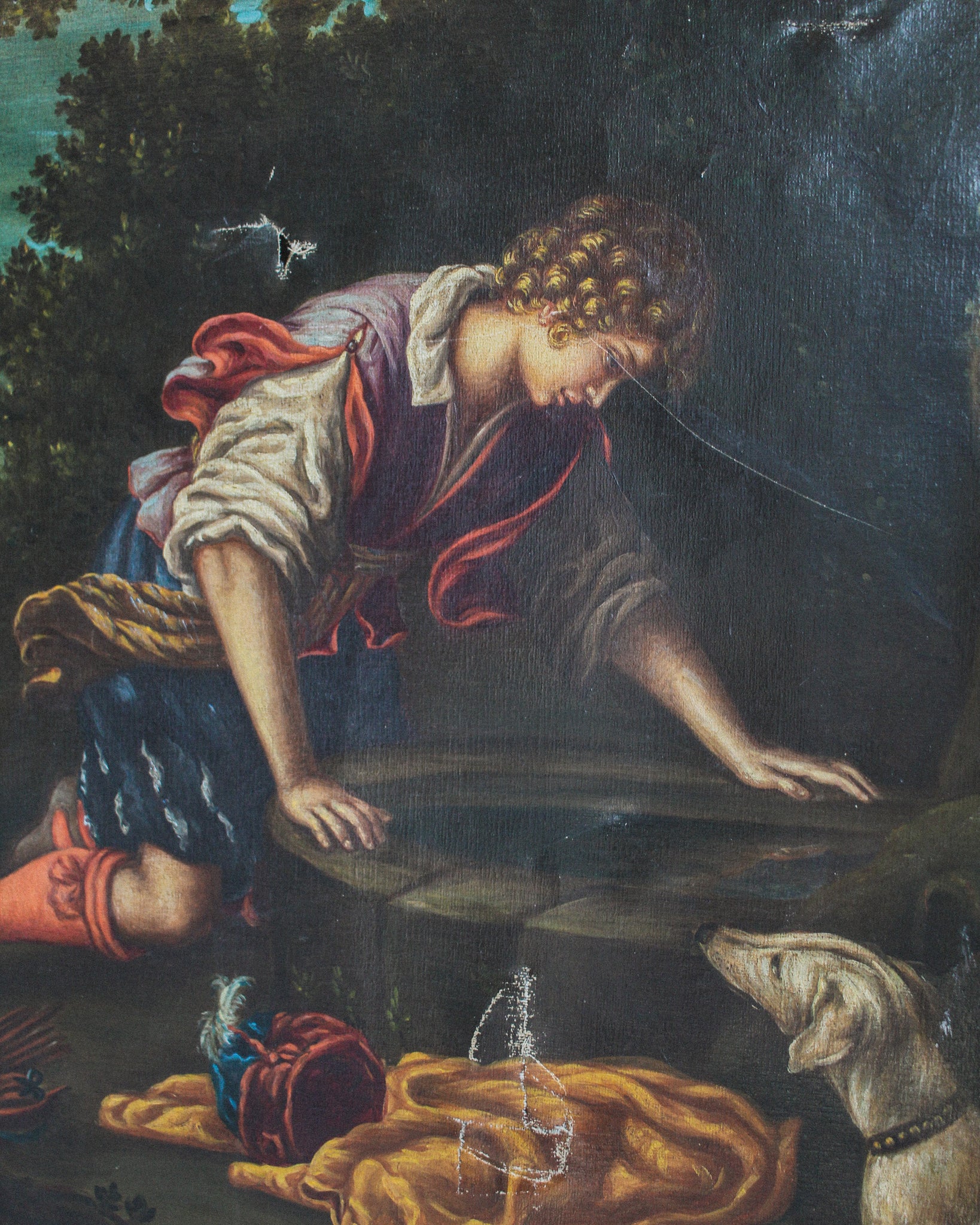Narcissus at the Fountain, Oil on Canvas