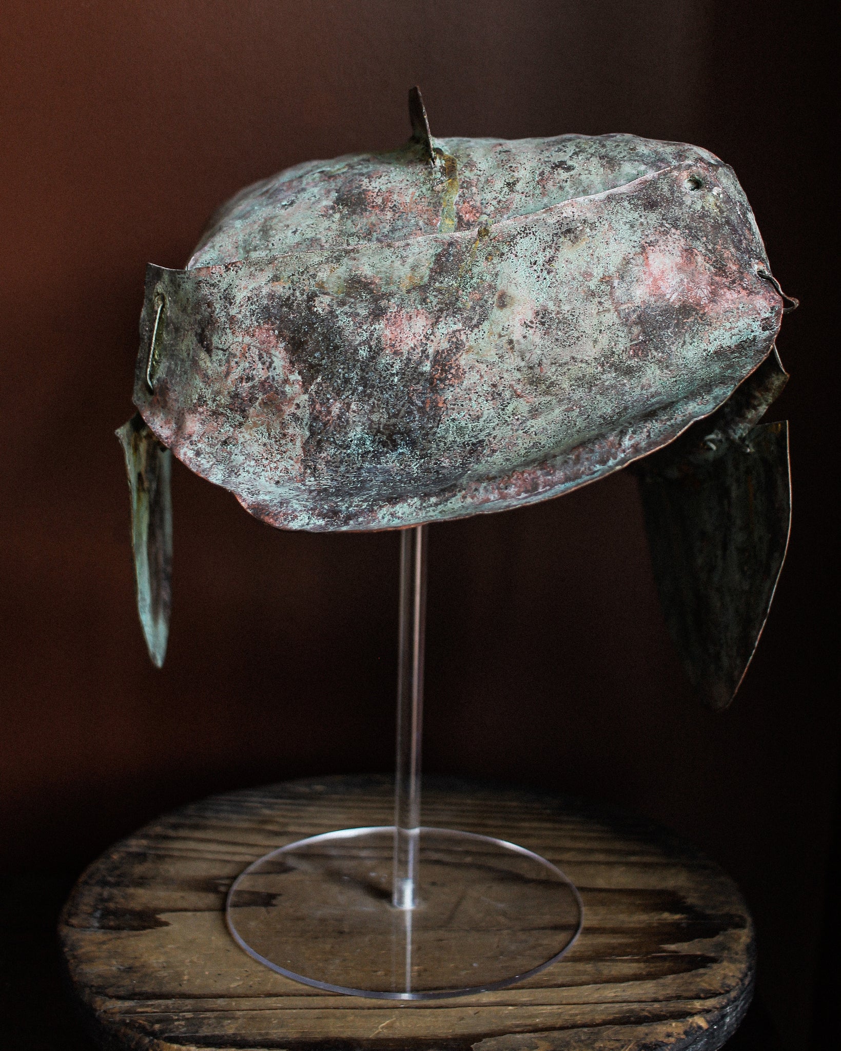 Mystery Bronze Ceremonial Helmet on Stand