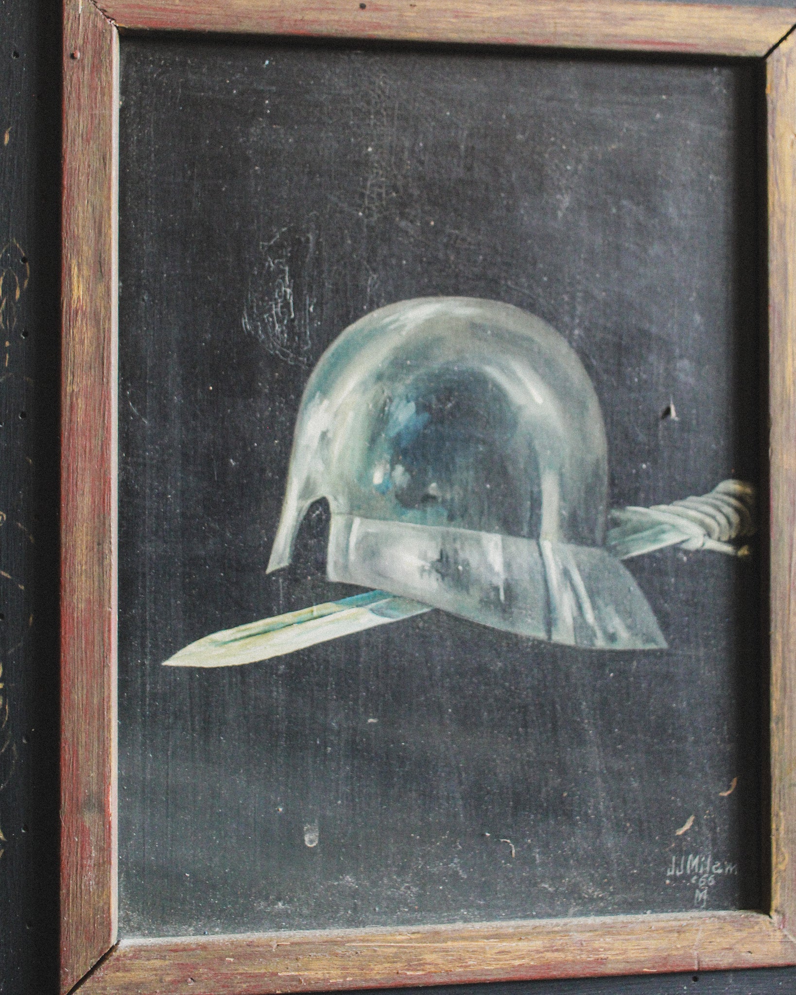 Helmet and Sword, J.J. Milam (1932-1990), Oil on Panel