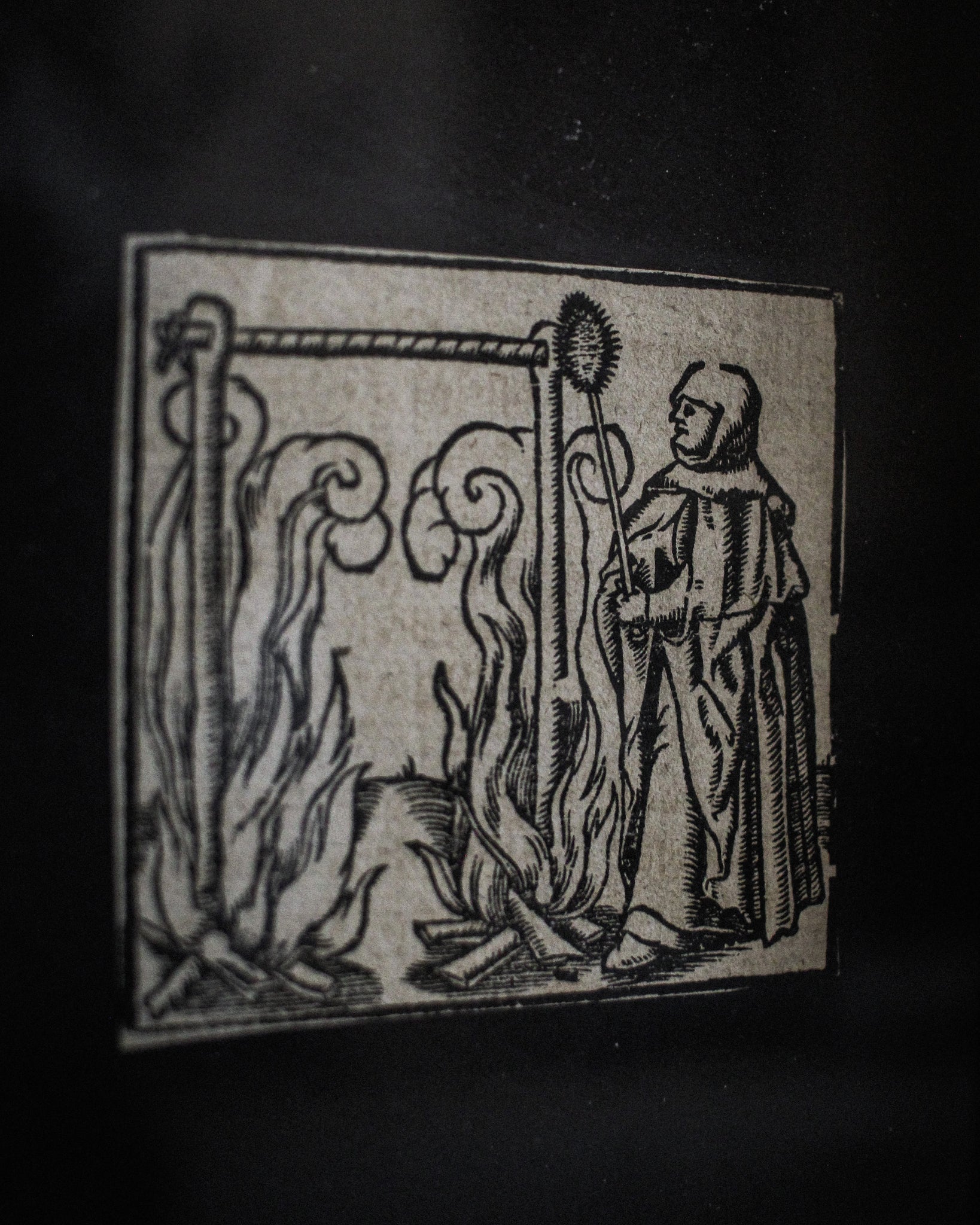 Man in Fire Pit Woodblock Print, 1550, Germany