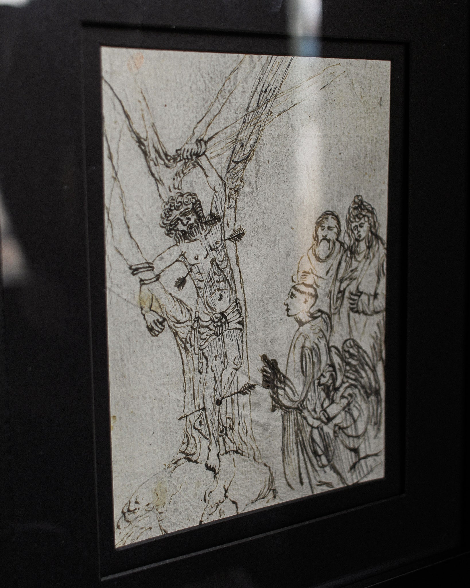 Early 15th Century Old Master Preparatory Sketch of Saint Sebastian, Shot By Arrows