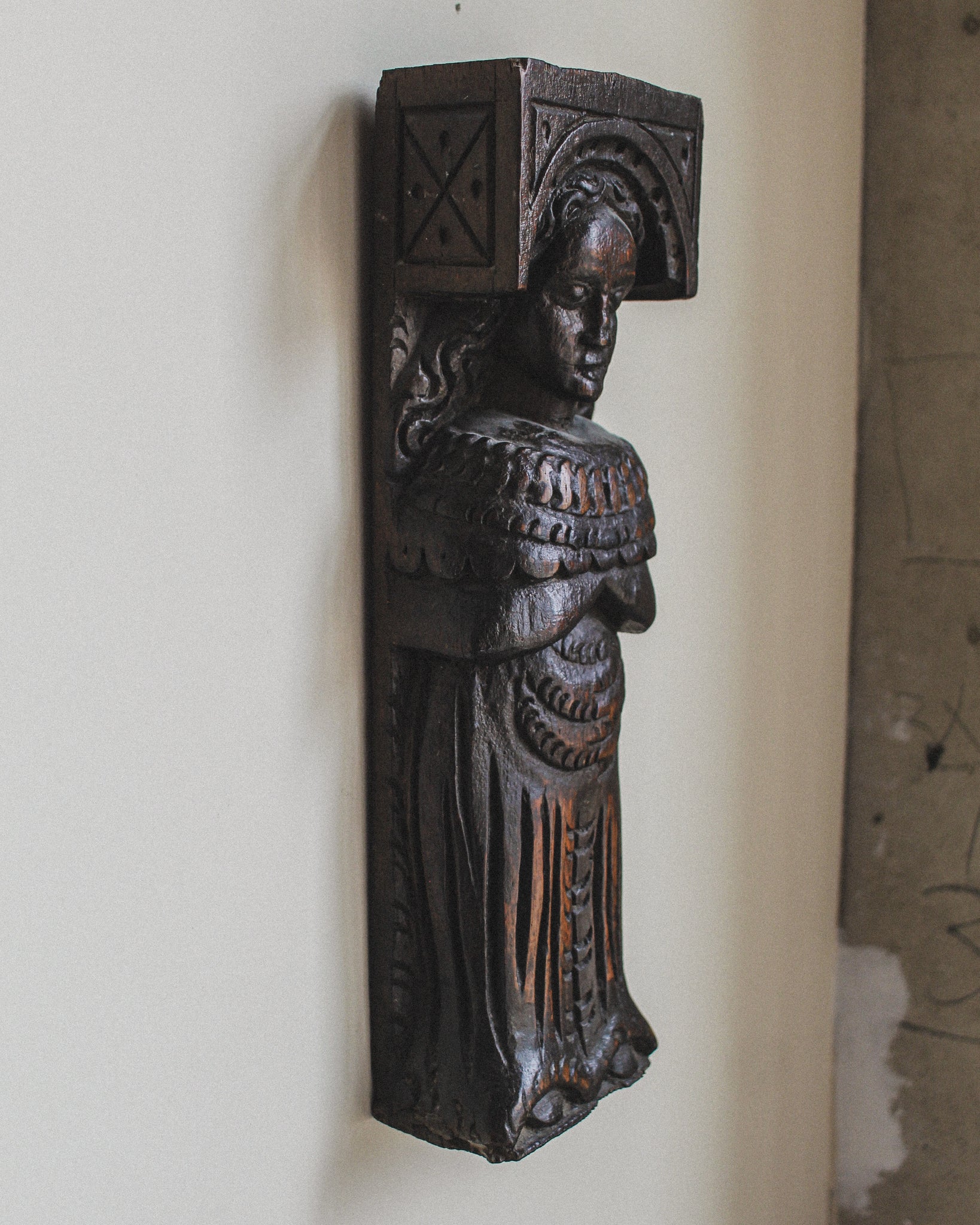 Carved Pilaster Section of Saint