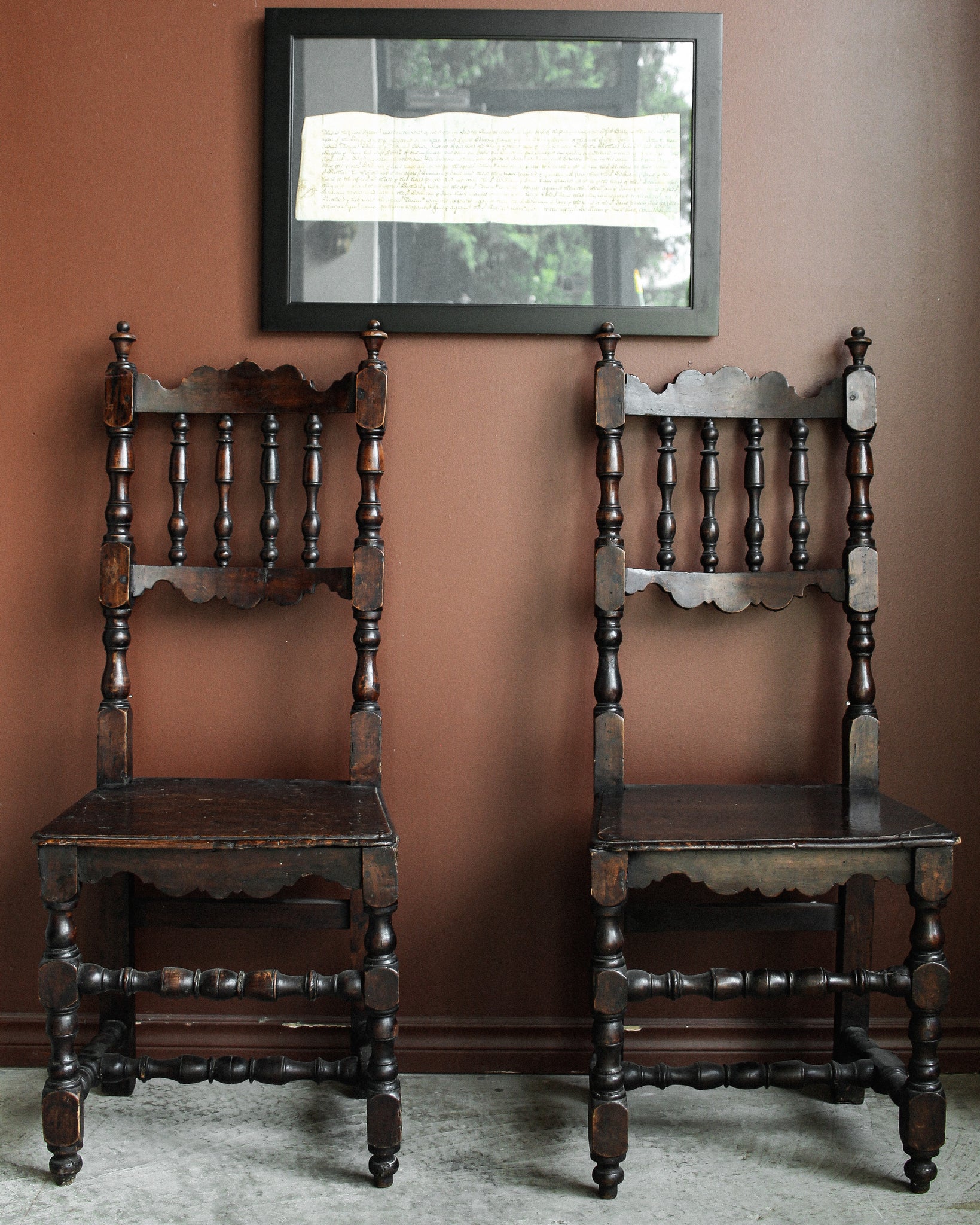 Pair of 17th Century Italian Baroque Walnut Chairs