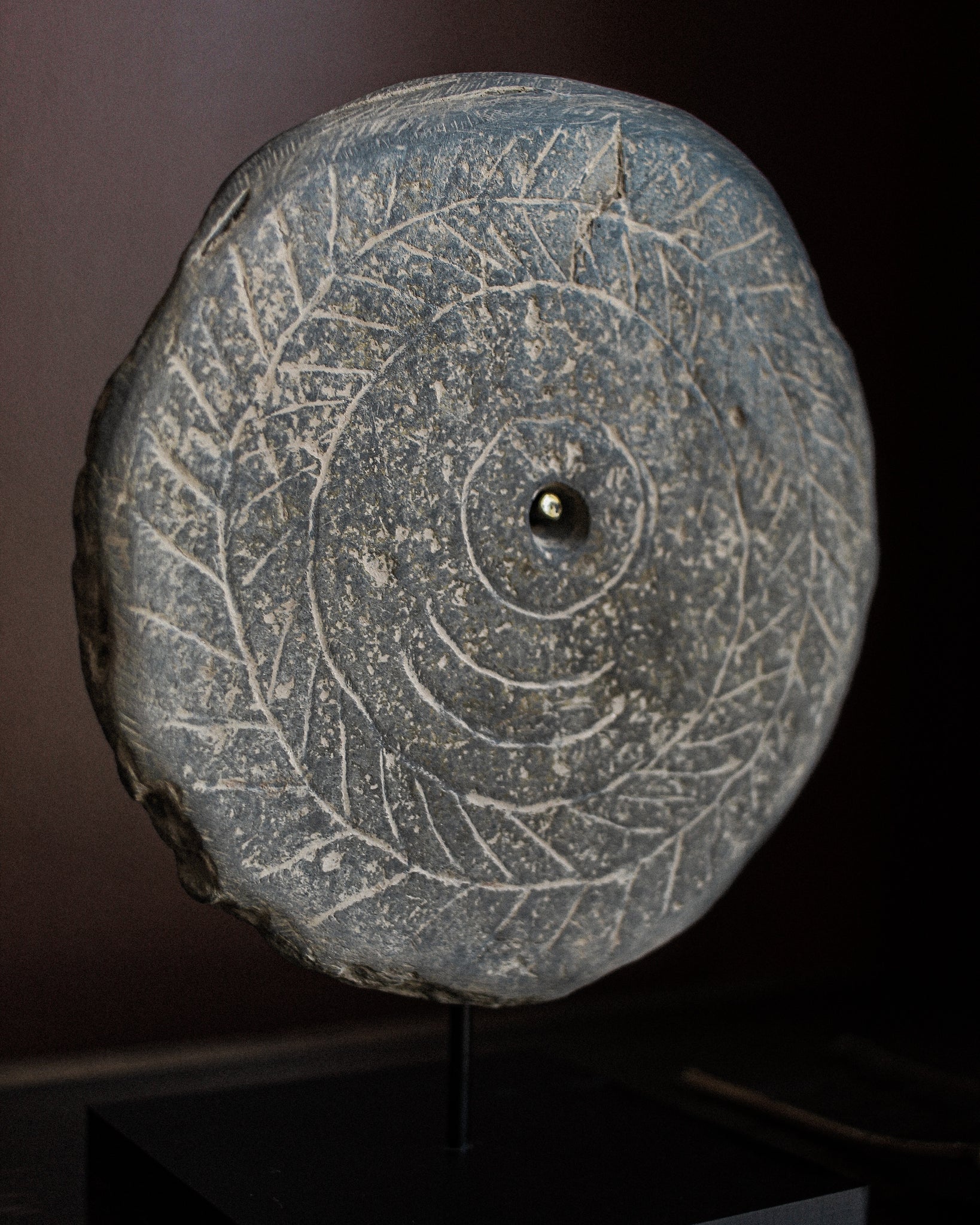 Neolithic Farmer Sun Offering Stone Plaque on Stand