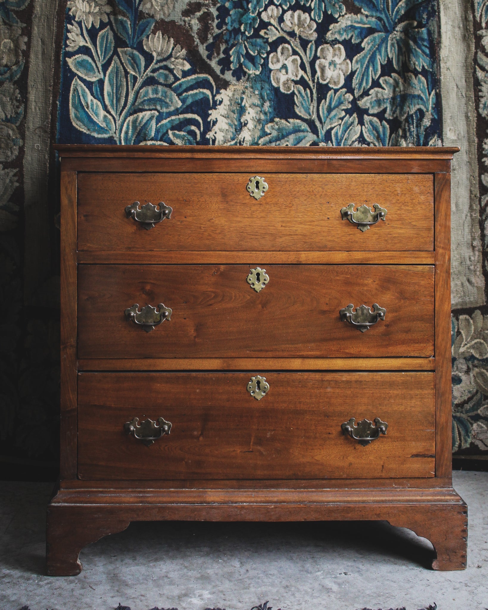 American Walnut Chest of Drawers with Burled Veneer Top