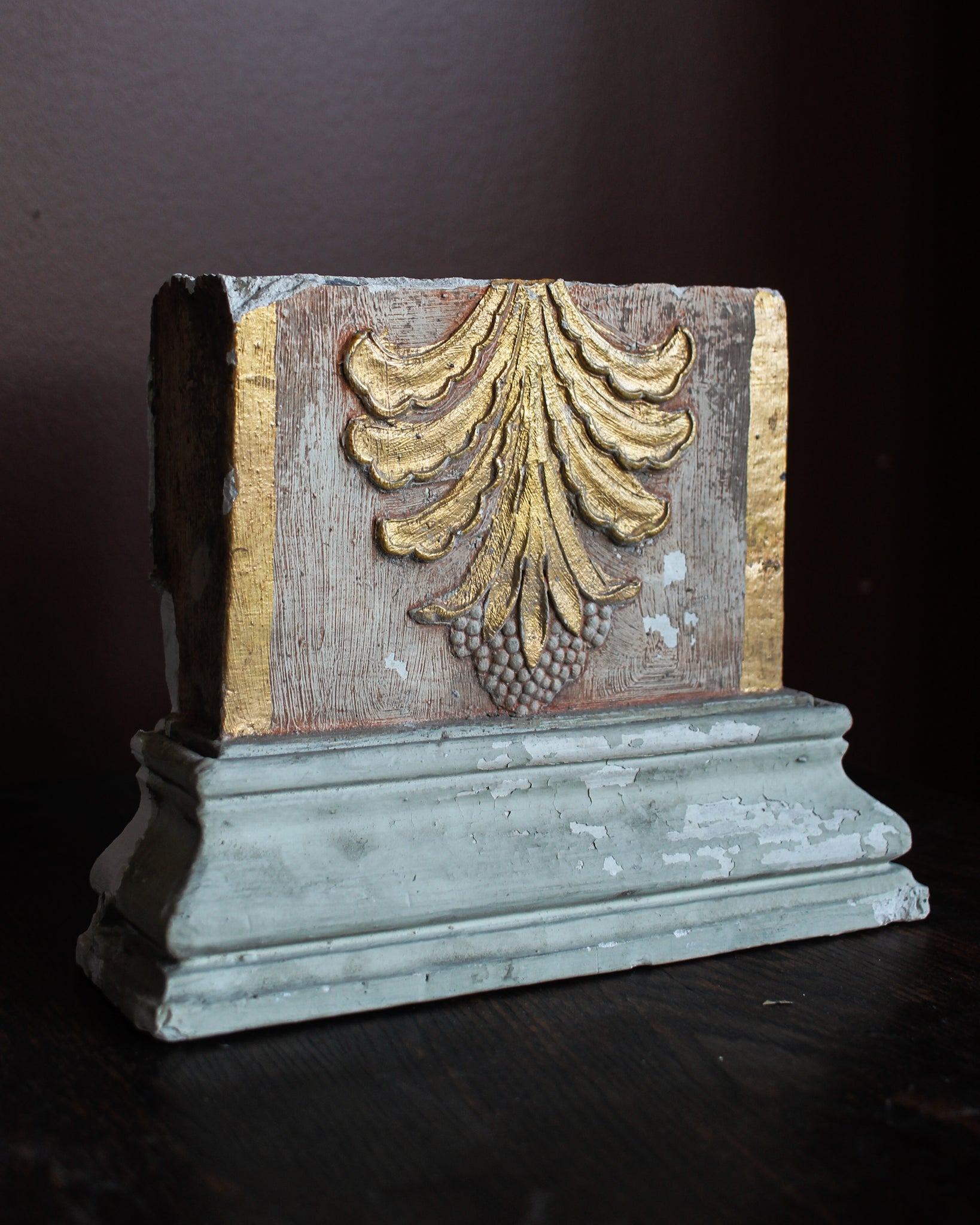 Polychrome Plaster Fragment as Bookend