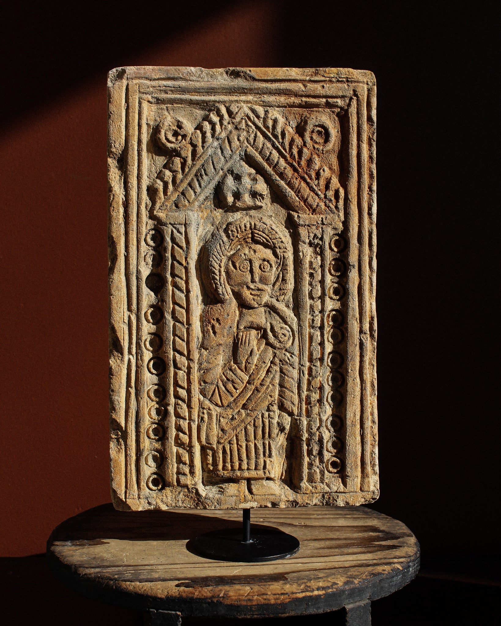 Northern Italian Saint Adorned Stone Tablet