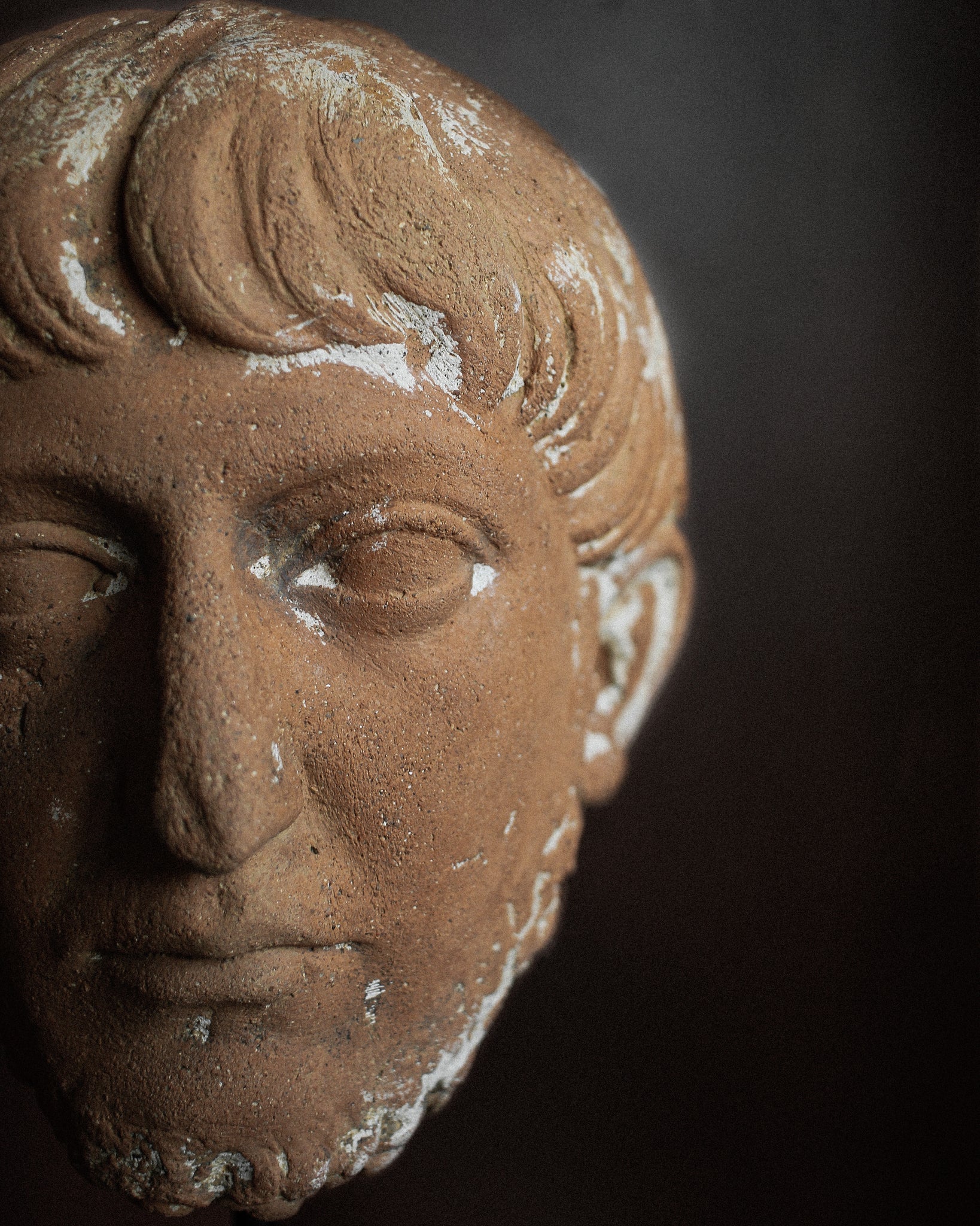 Roman Life Size Terracotta Head of Hadrian on Stand