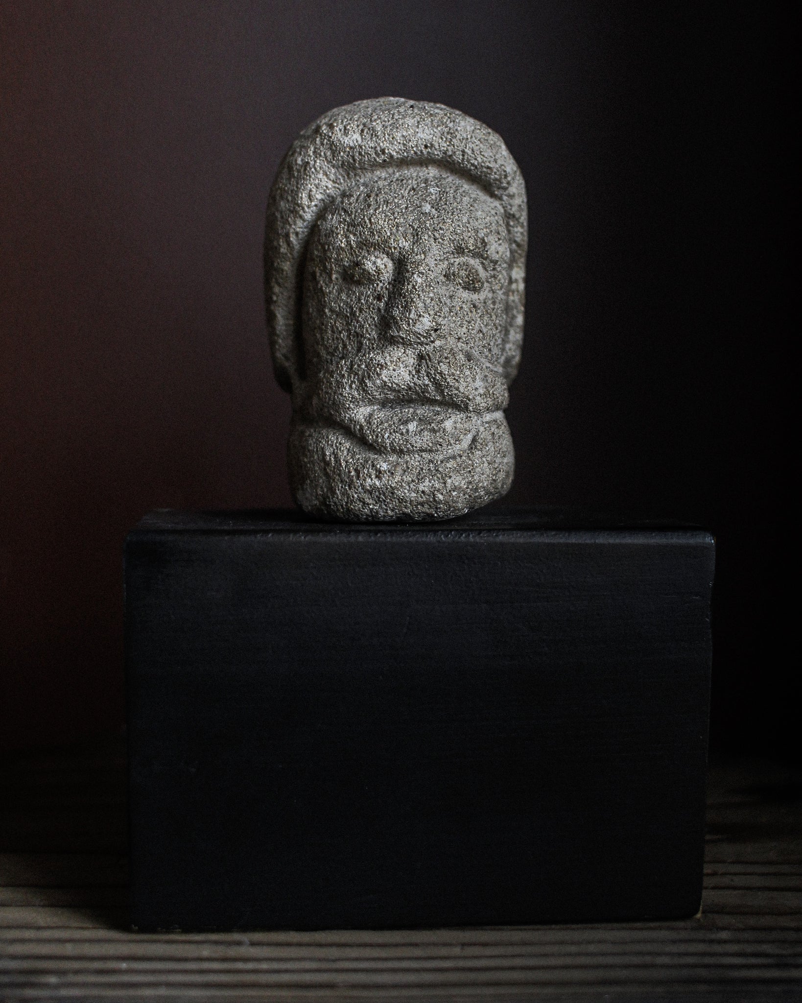 Small Early Medieval Bathstone Head on Plinth