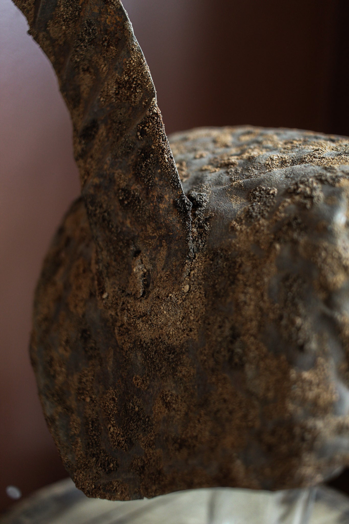 Medieval Iron Shame Mask Crown Fragment on Stand