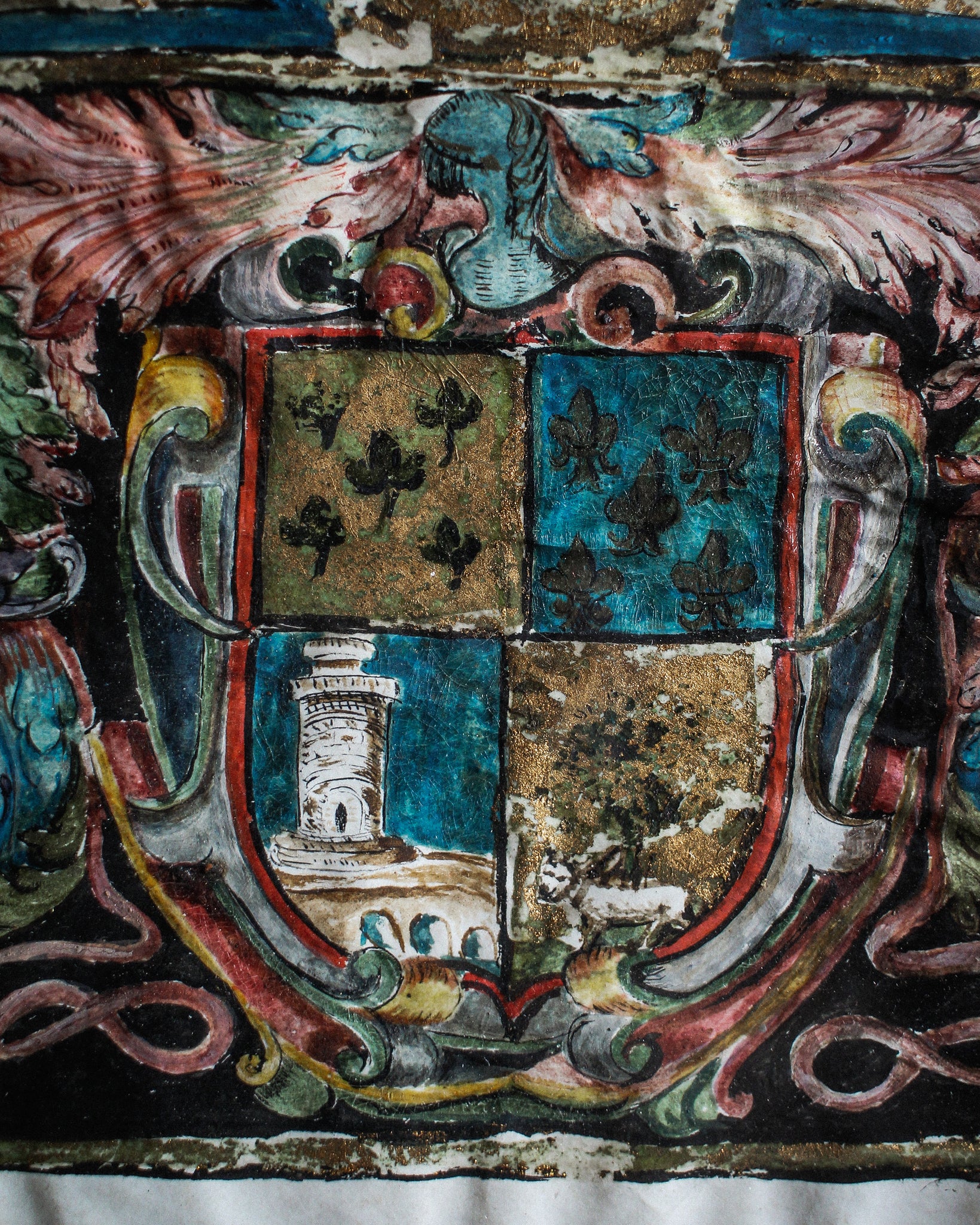 Late 16th Century Mary and Heraldic Coat Painted Manuscript on Vellum