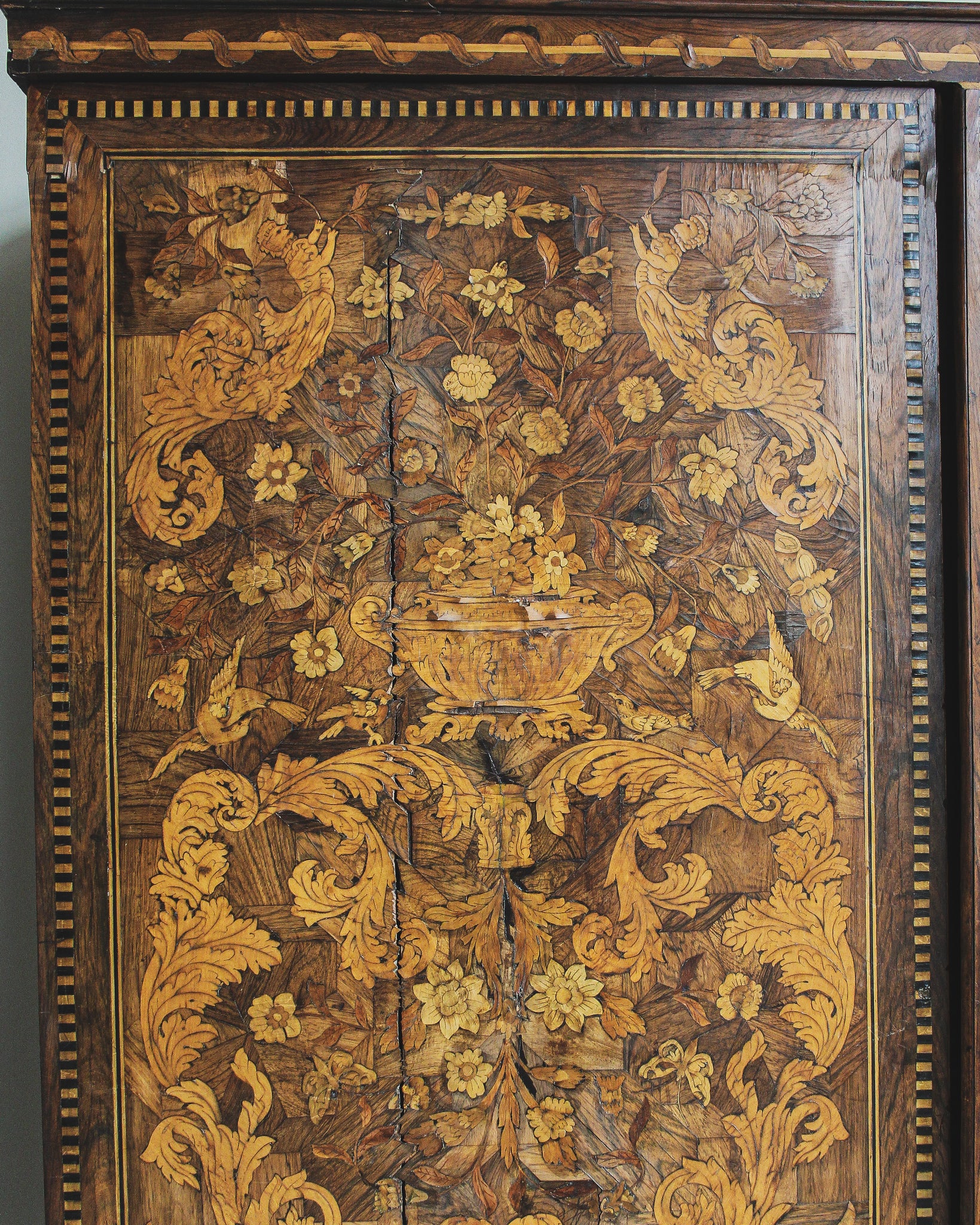 German Baroque Inlaid Cabinet