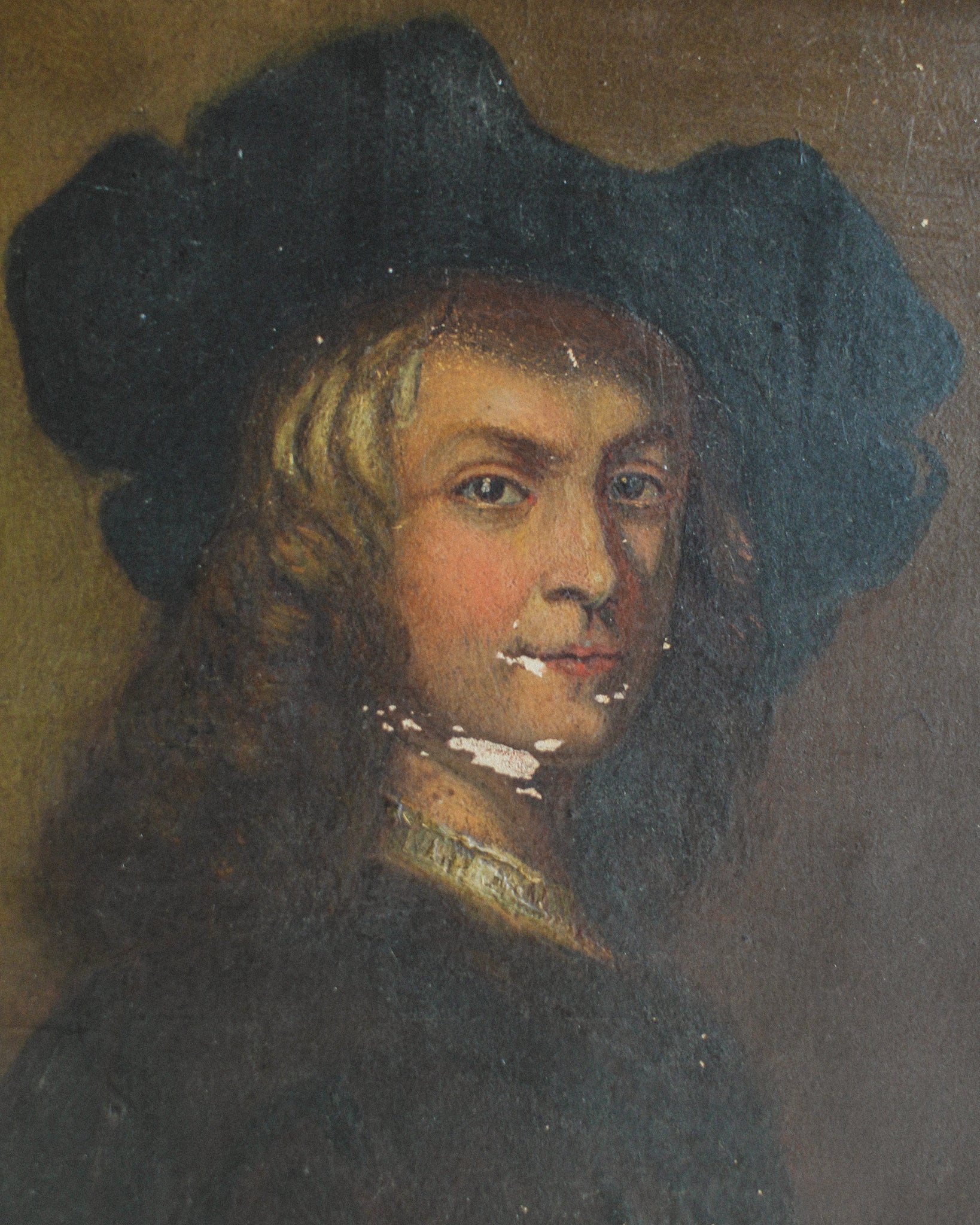Man in Hat, Dutch School, 18th Century, Oil on Board