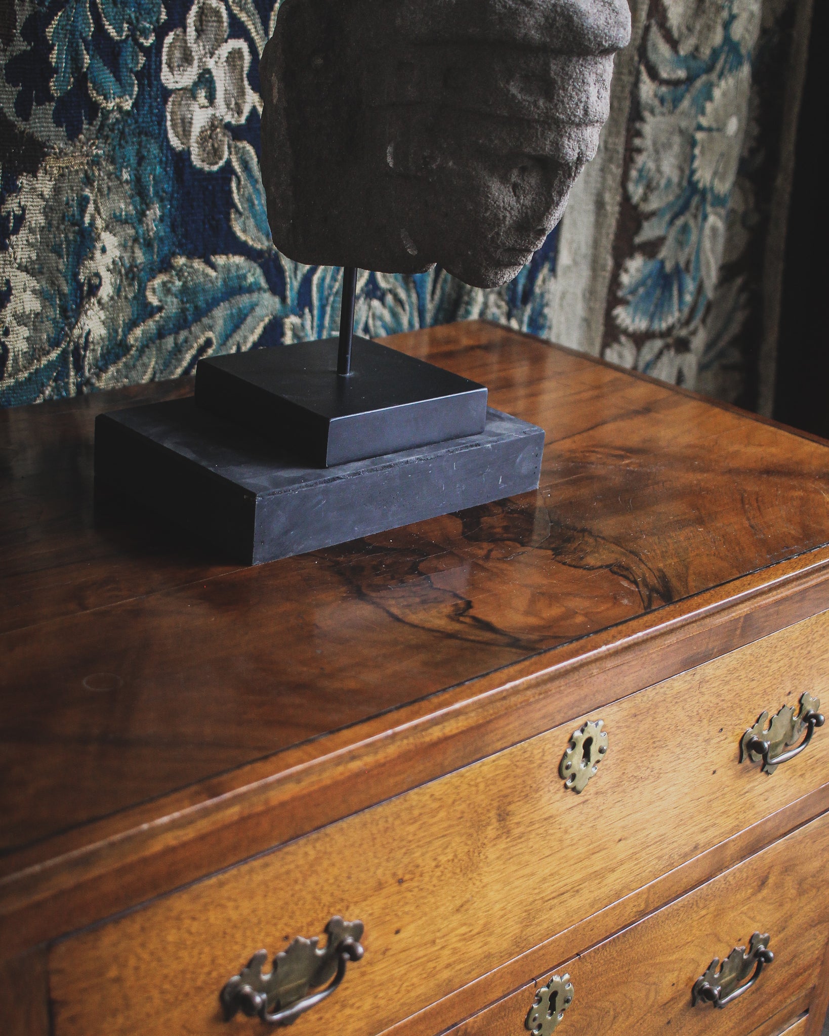 American Walnut Chest of Drawers with Burled Veneer Top