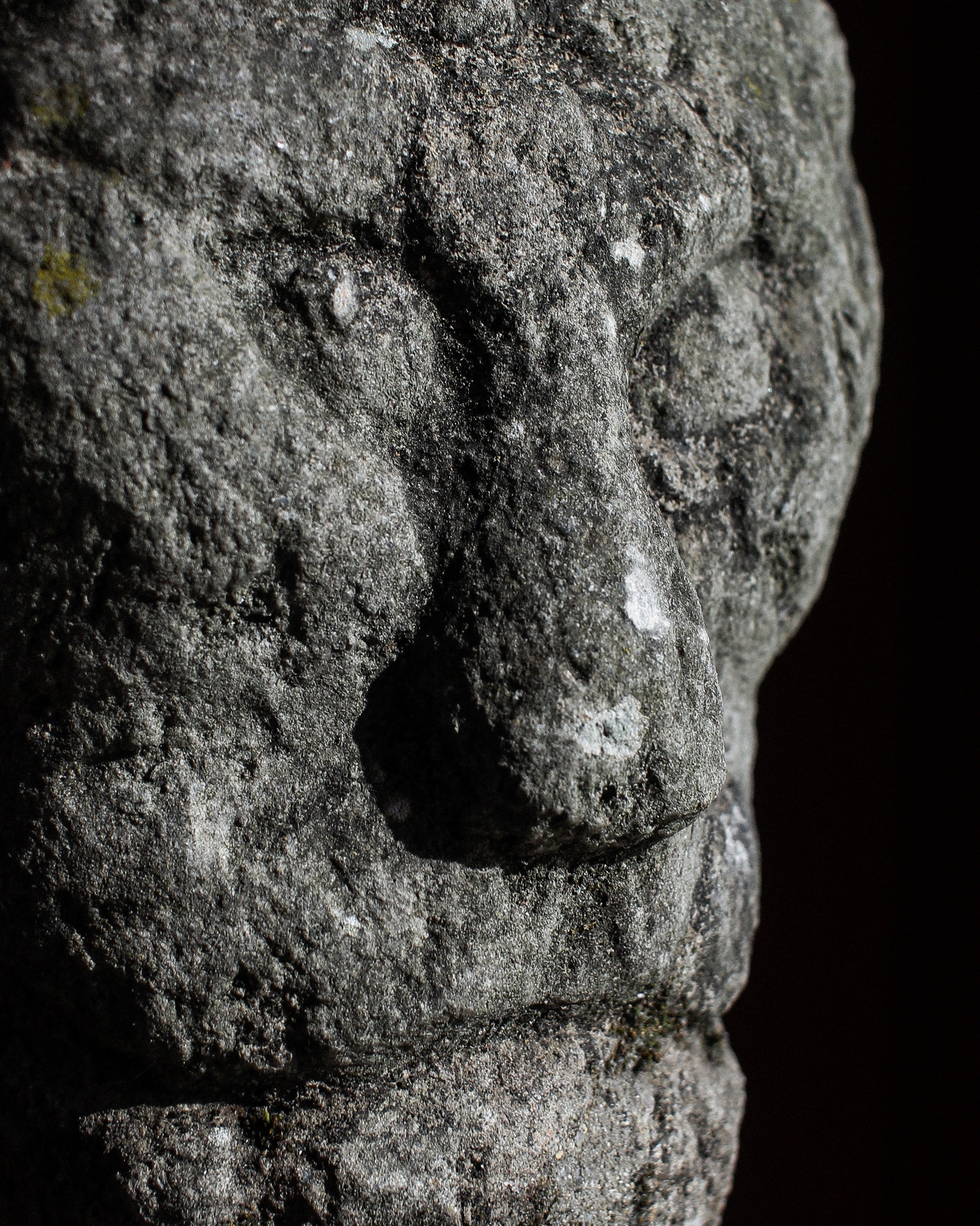 Late Romanesque Tuscan Stone Head of Lion Man on Stand