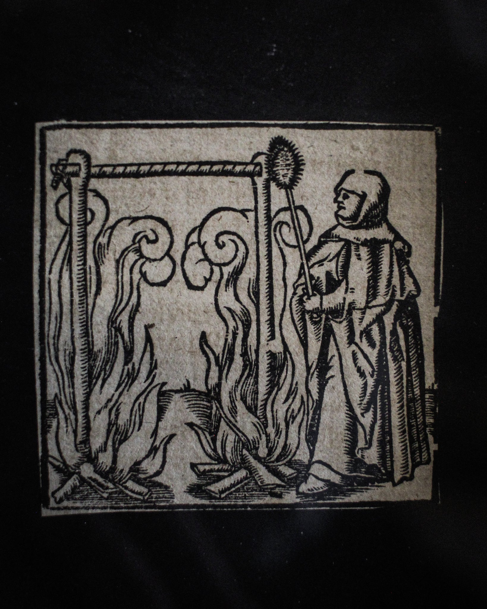 Man in Fire Pit Woodblock Print, 1550, Germany