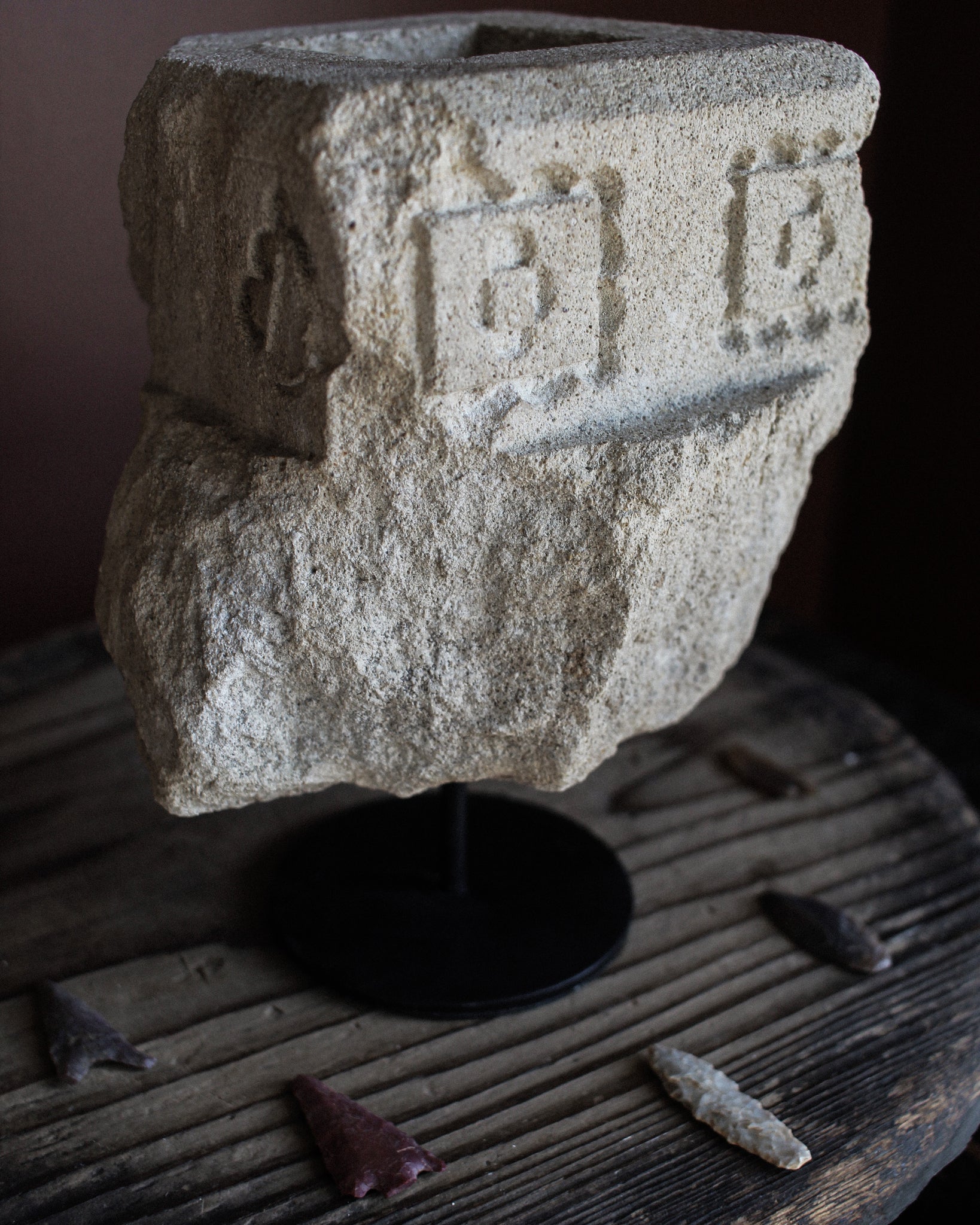 15th Century Yorkshire Limestone Capital on Stand