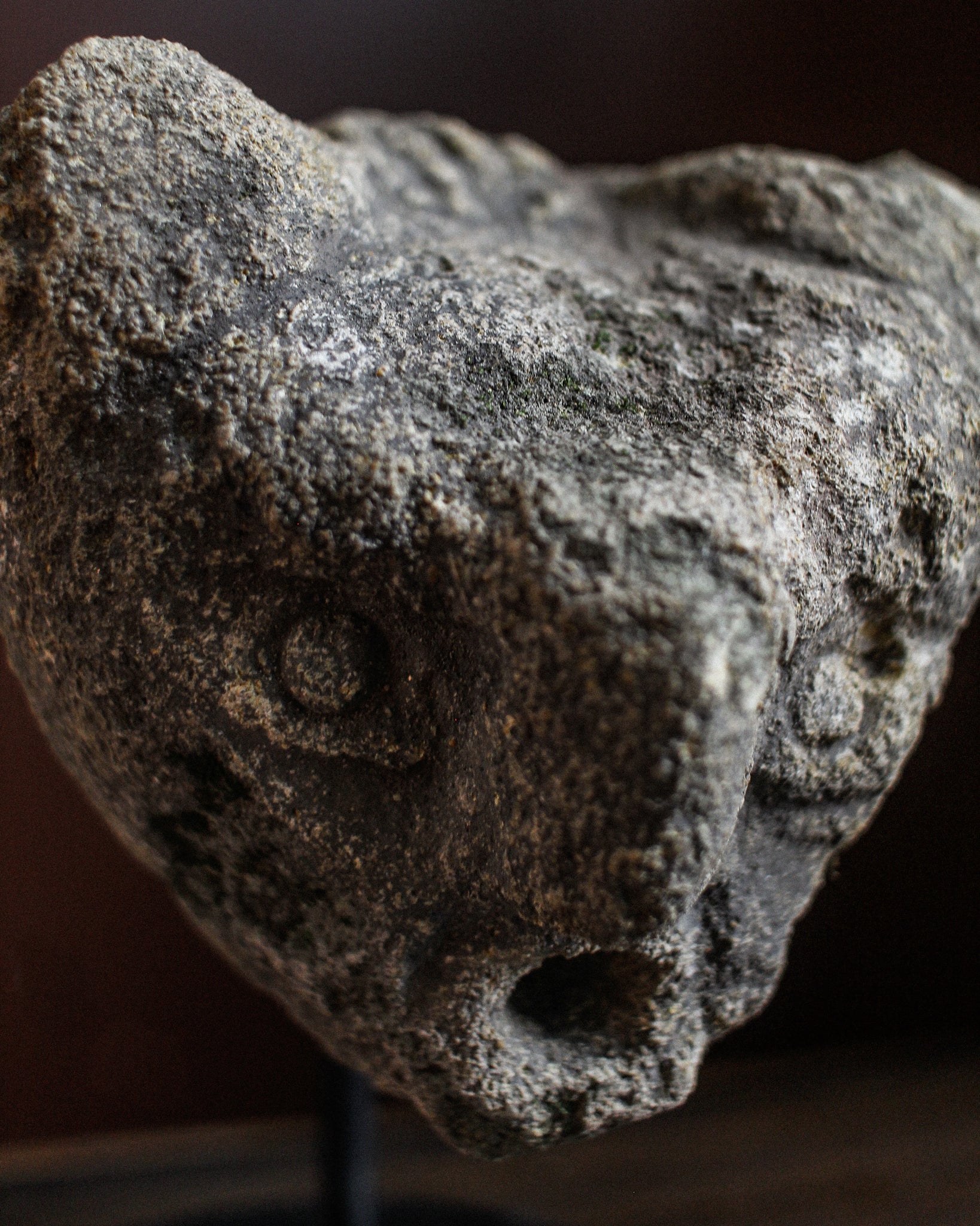 14th Century Portuguese Devil’s Stone Head on Stand