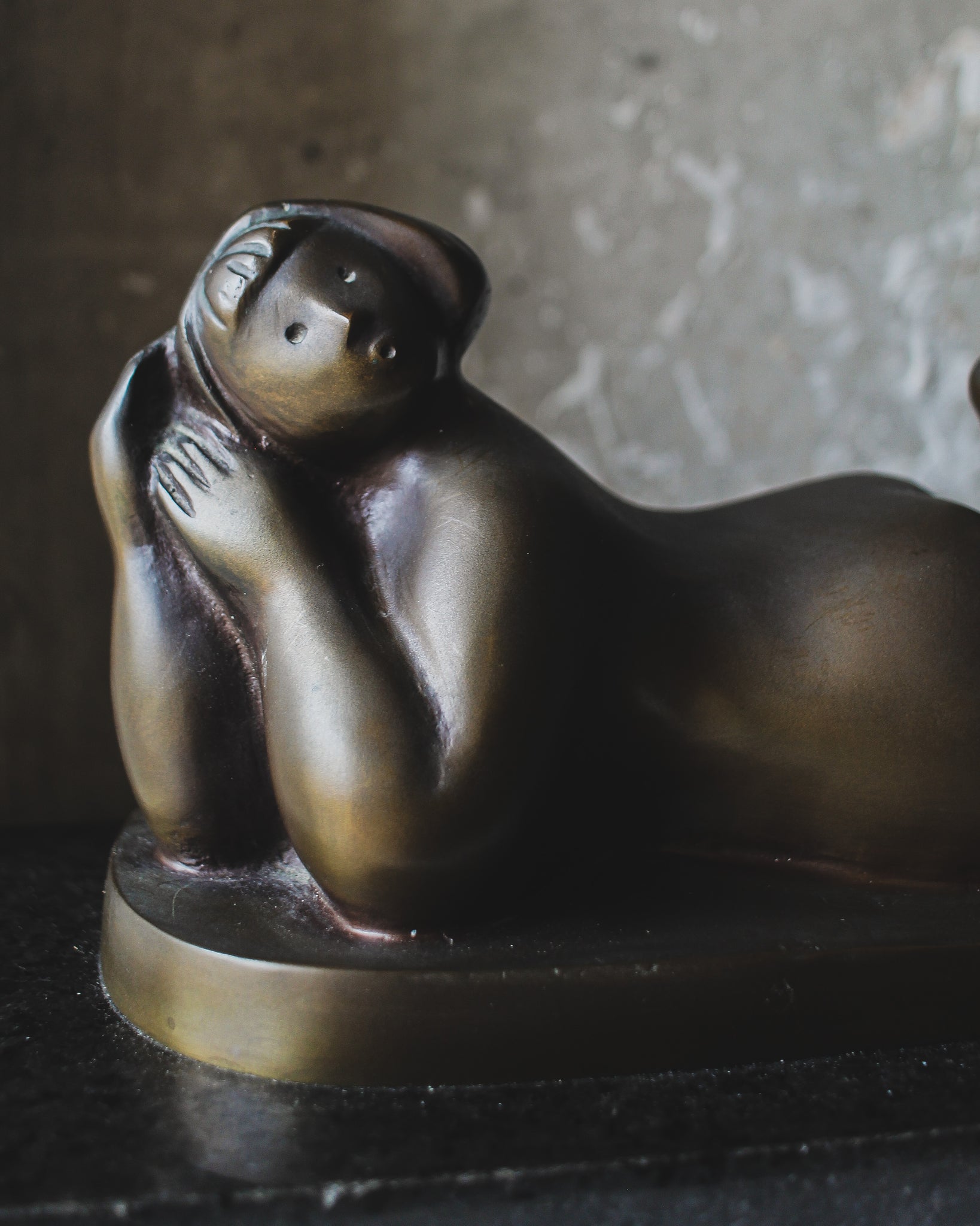 Midcentury Bronze Sculpture of Laying Woman