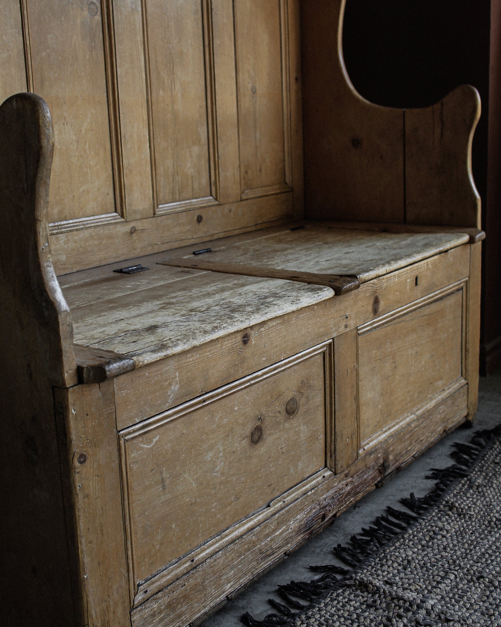 Early 19th Century Irish Pine Settle Bench