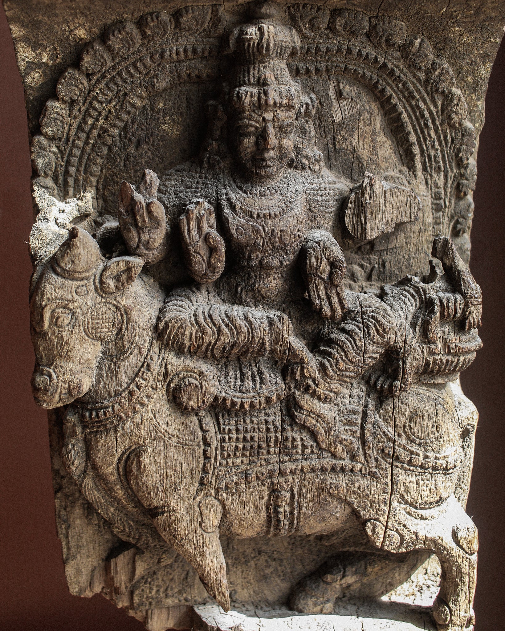 Shiva on Nandi Temple Carving on Stand