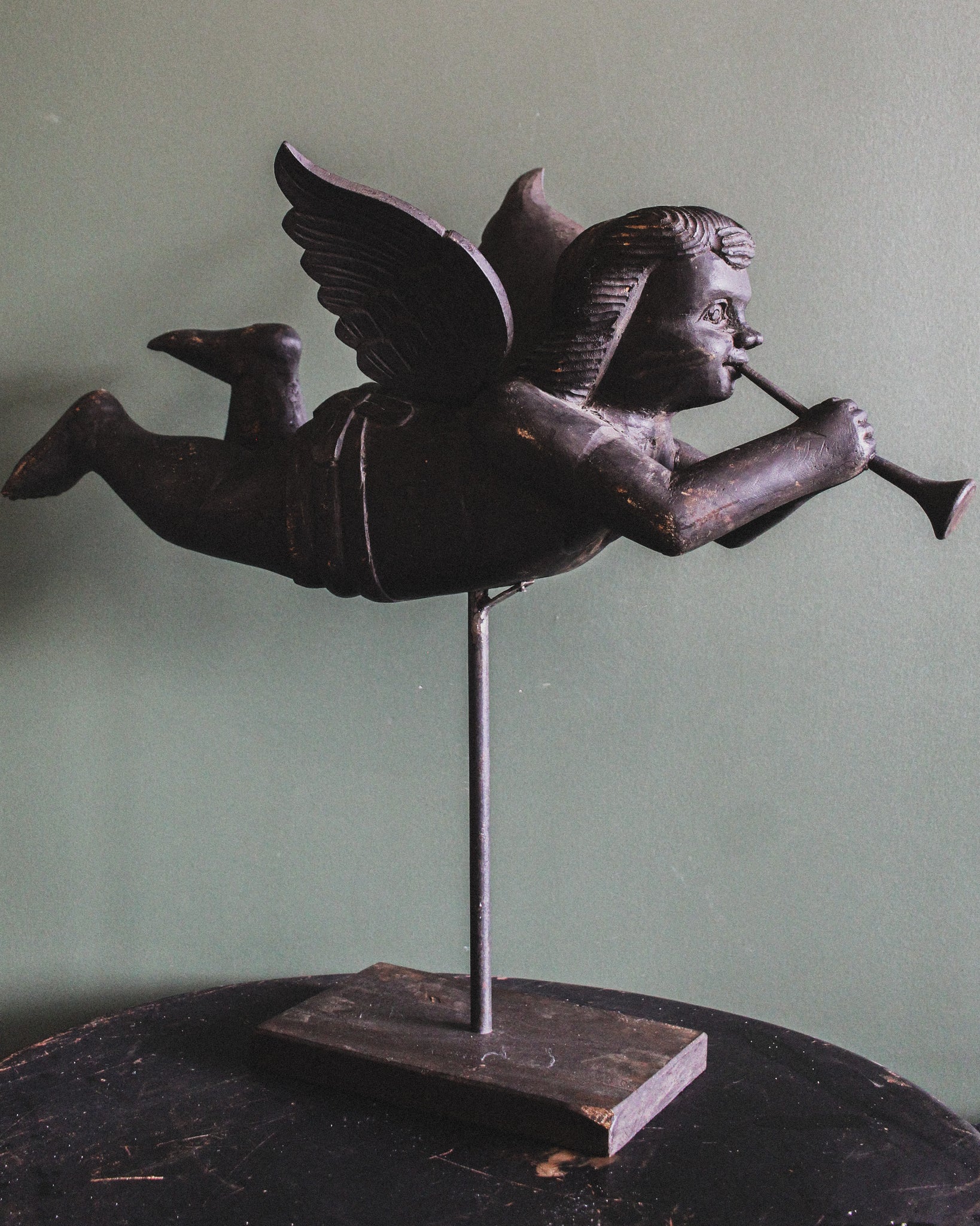 Large Carved Cherub on Stand