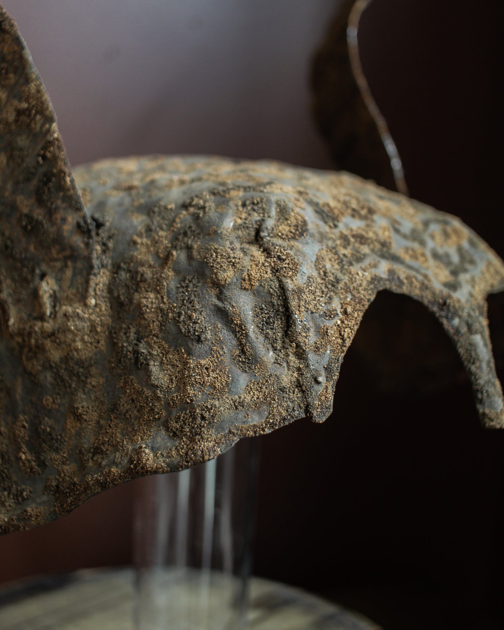 Medieval Iron Shame Mask Crown Fragment on Stand