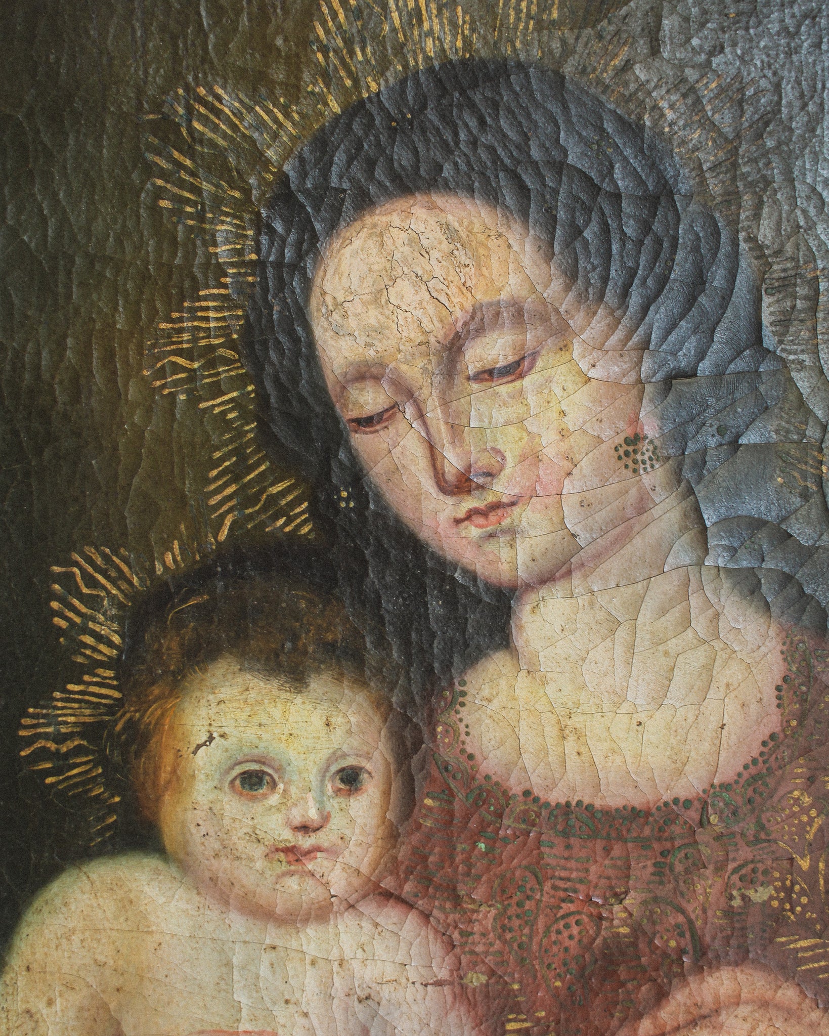 Mary and Child, Cuzco School, Oil on Canvas