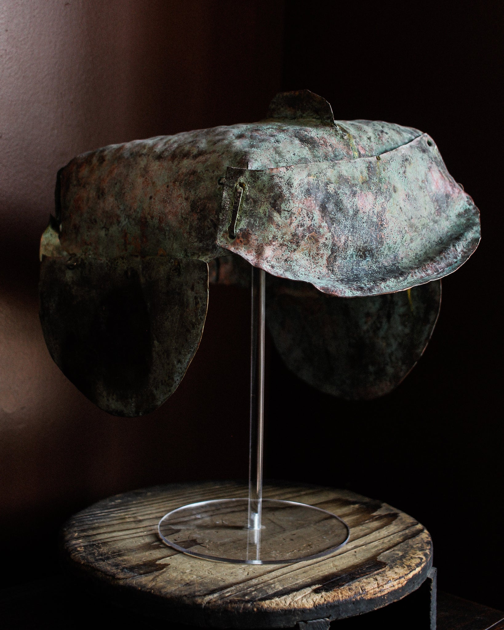 Mystery Bronze Ceremonial Helmet on Stand