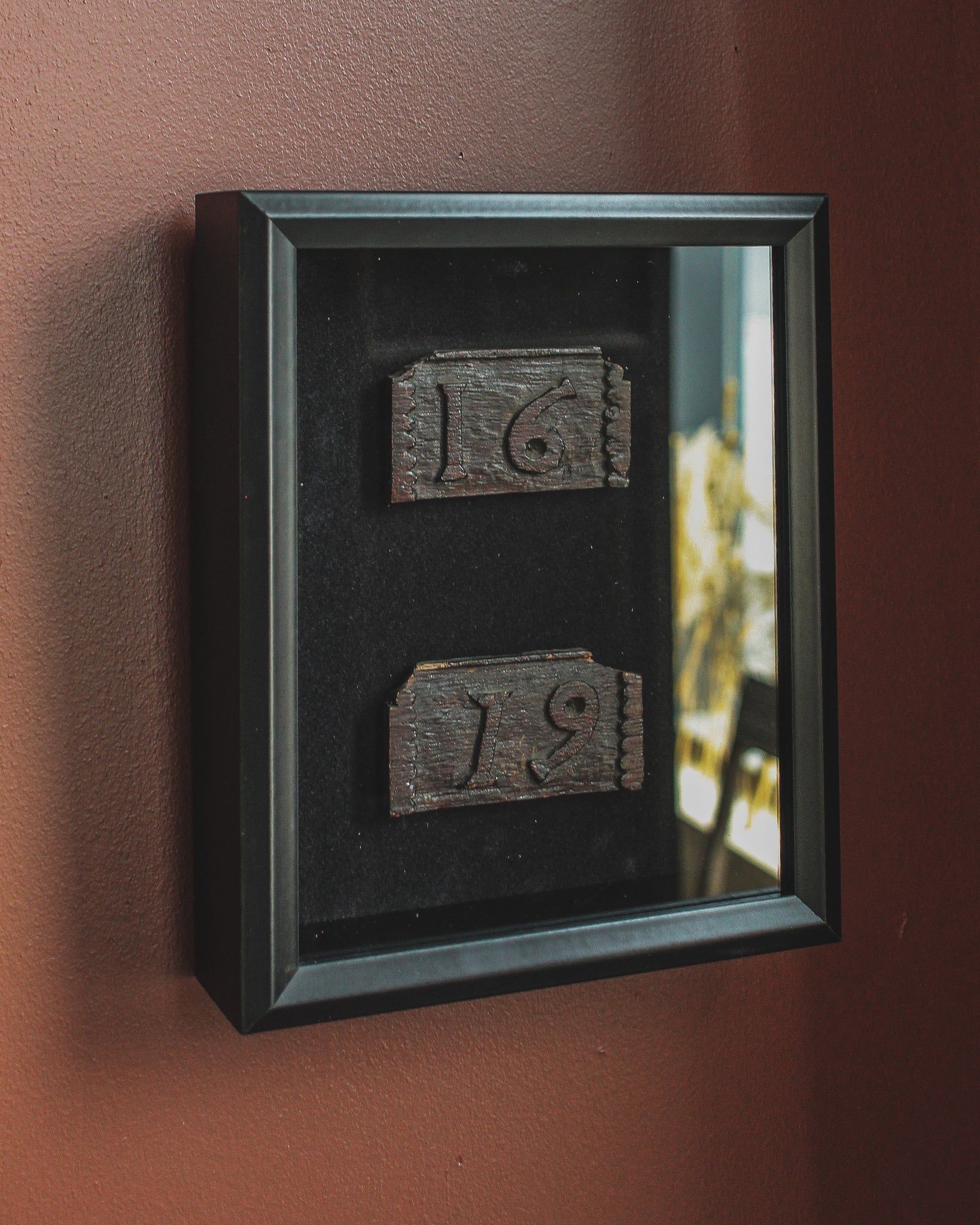 “1619” Carved Date Plate in Shadowbox