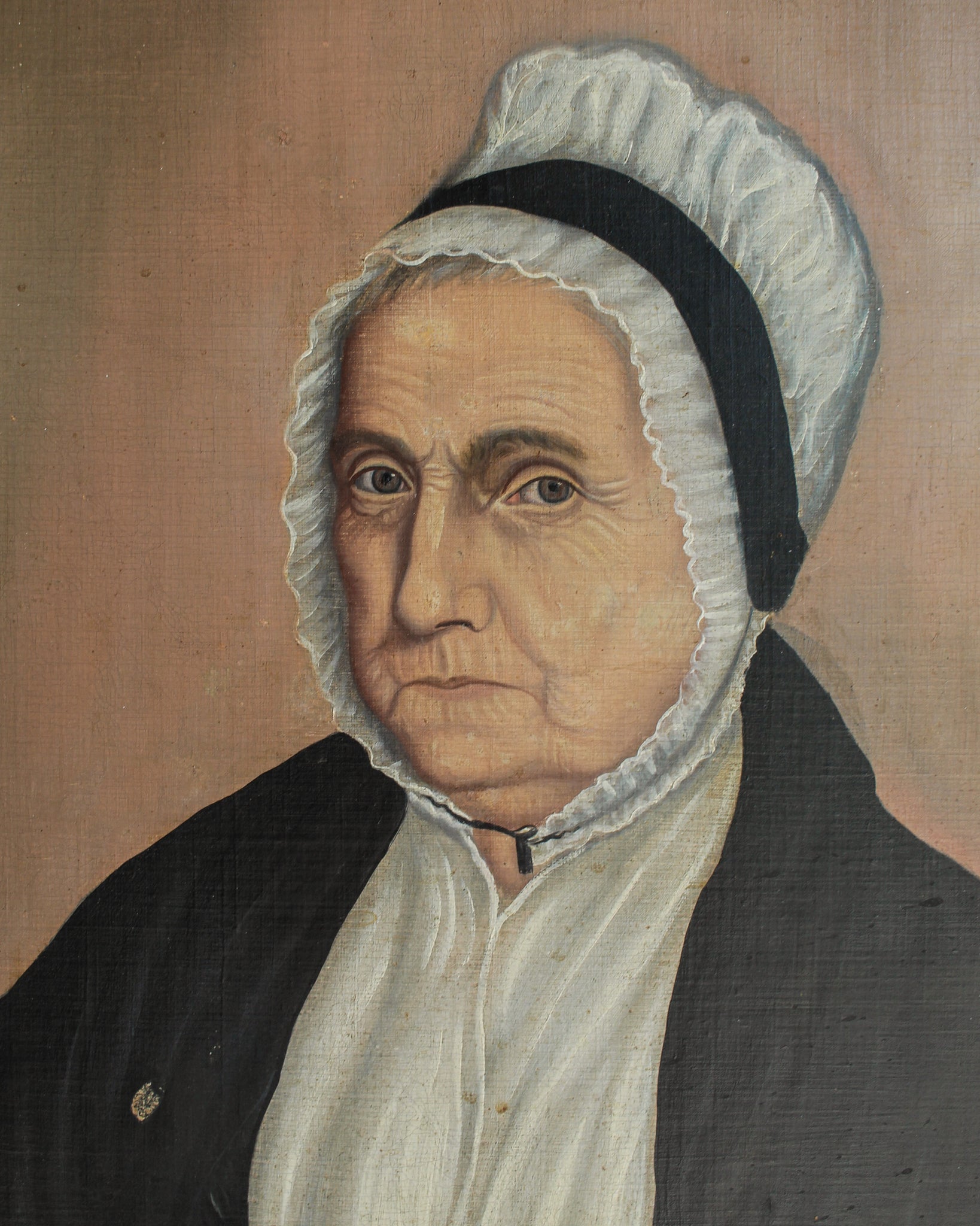 19th Century American School Portrait of Phoebe Mullican, Died 1826, Oil on Canvas