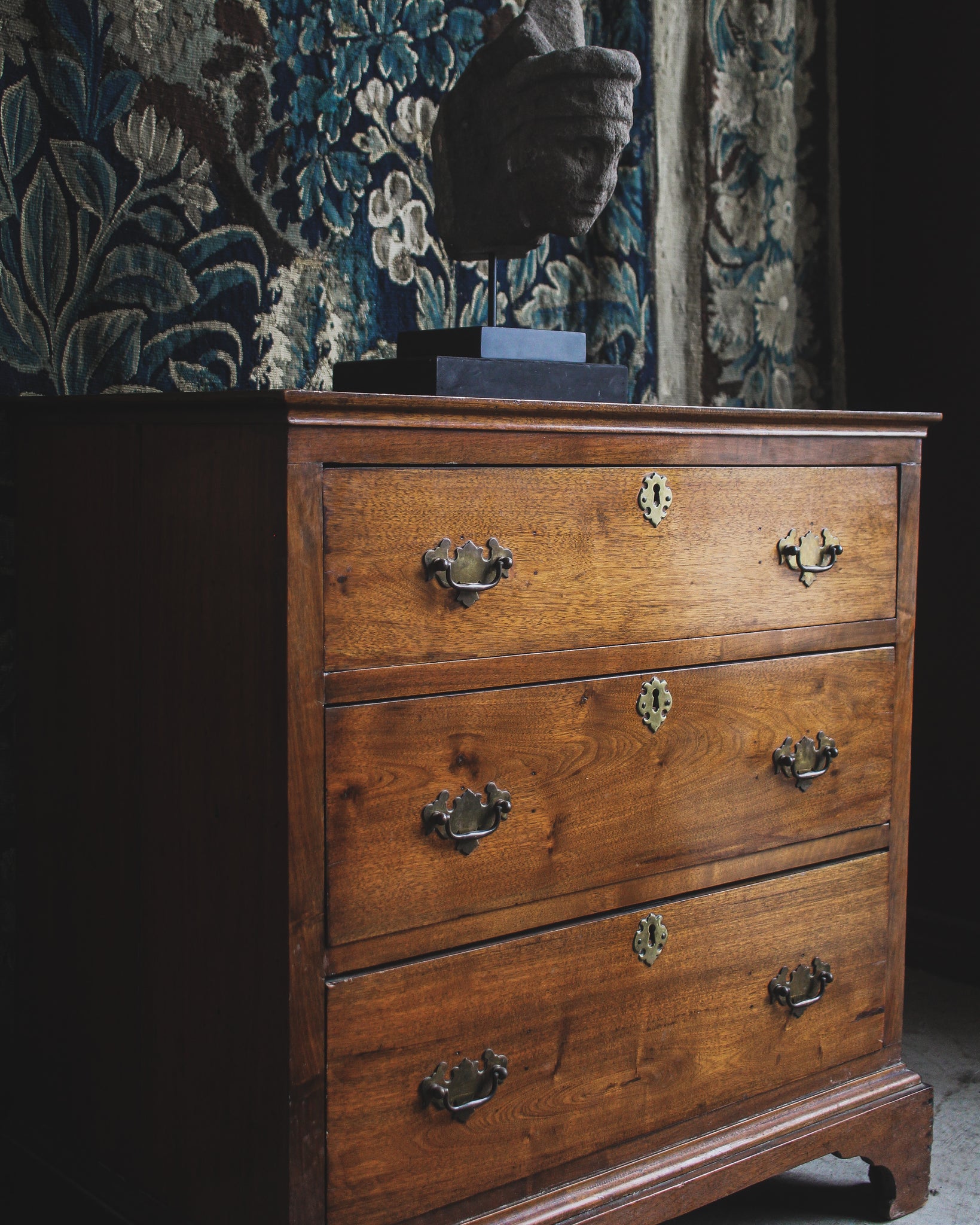 American Walnut Chest of Drawers with Burled Veneer Top