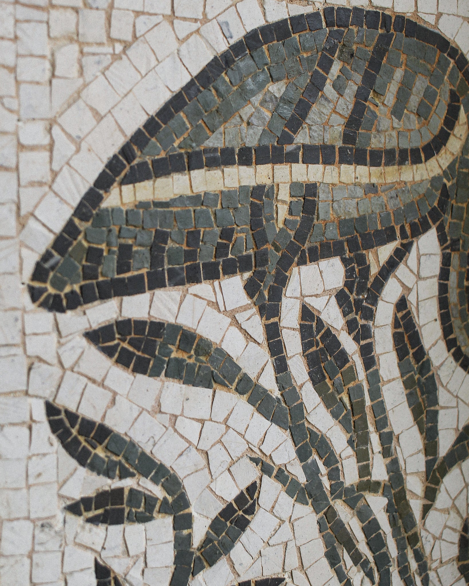Roman Tesserae Floor Mosaic Depicting Ibis and Foliage