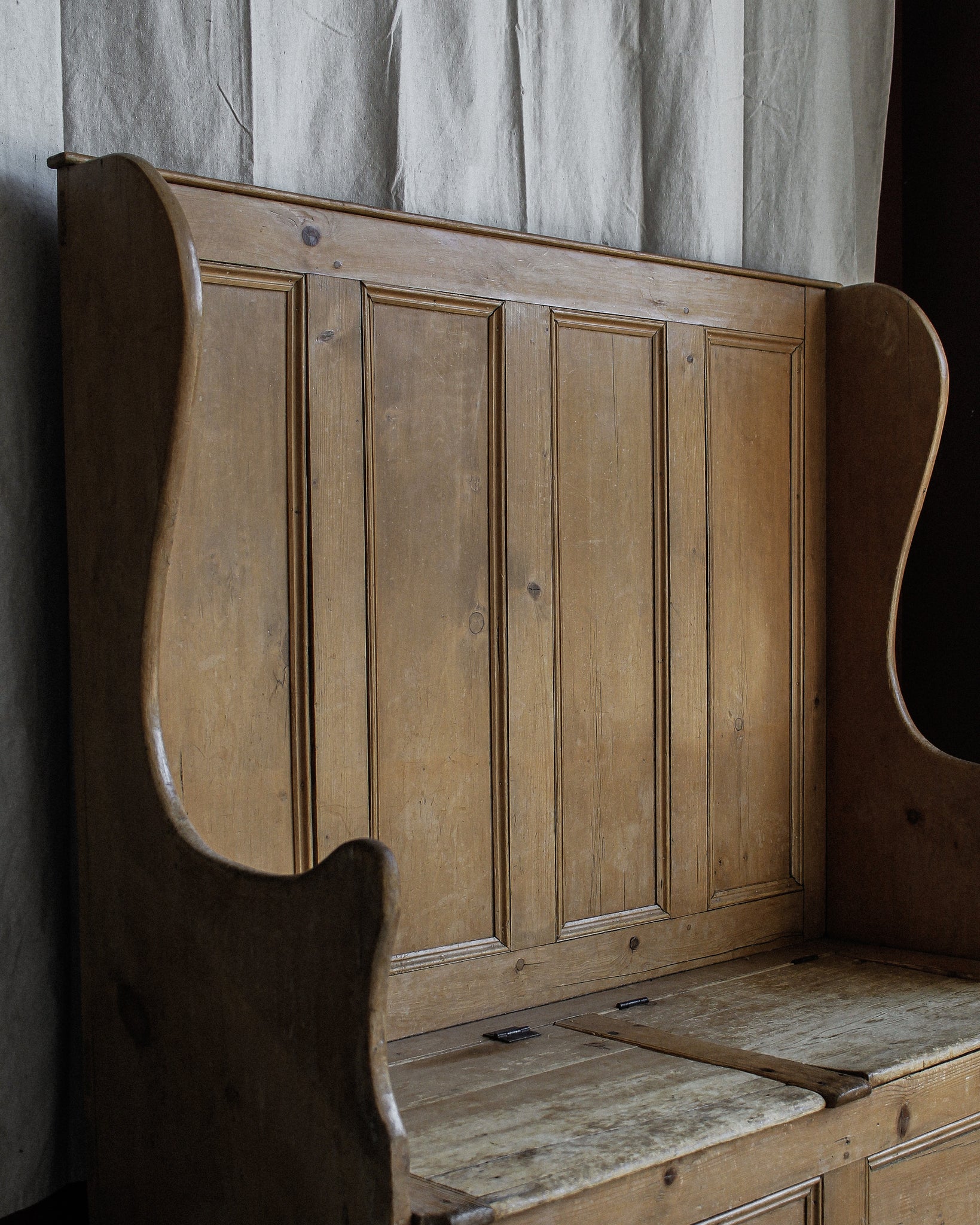 Early 19th Century Irish Pine Settle Bench