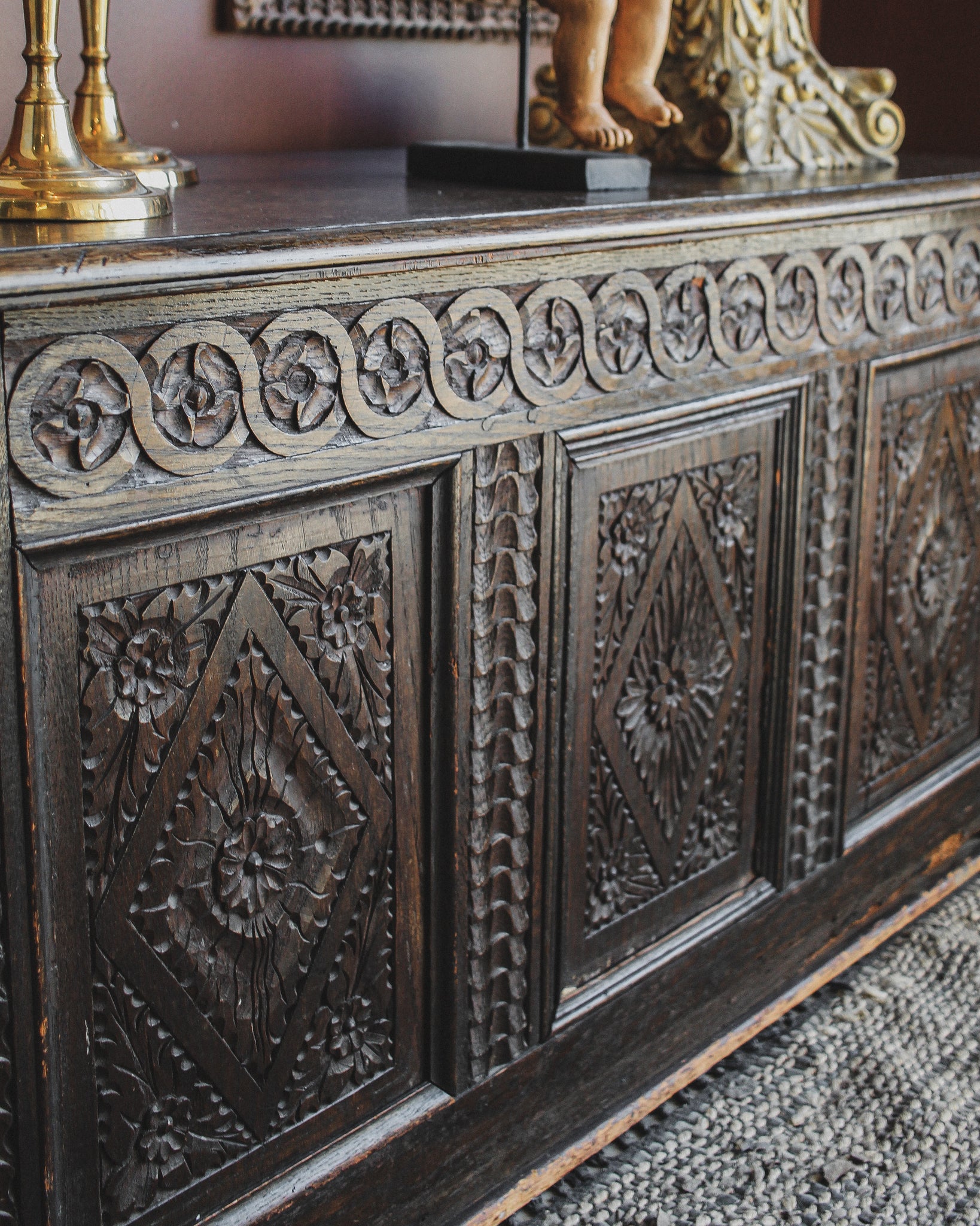 Early Carved Flat Bottom Coffer (ON HOLD)