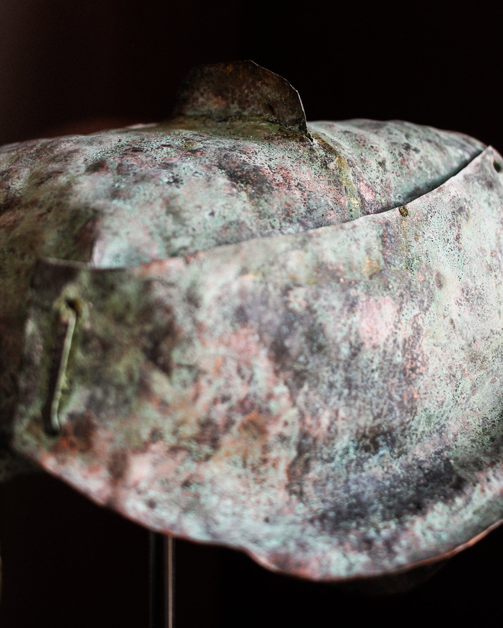 Mystery Bronze Ceremonial Helmet on Stand