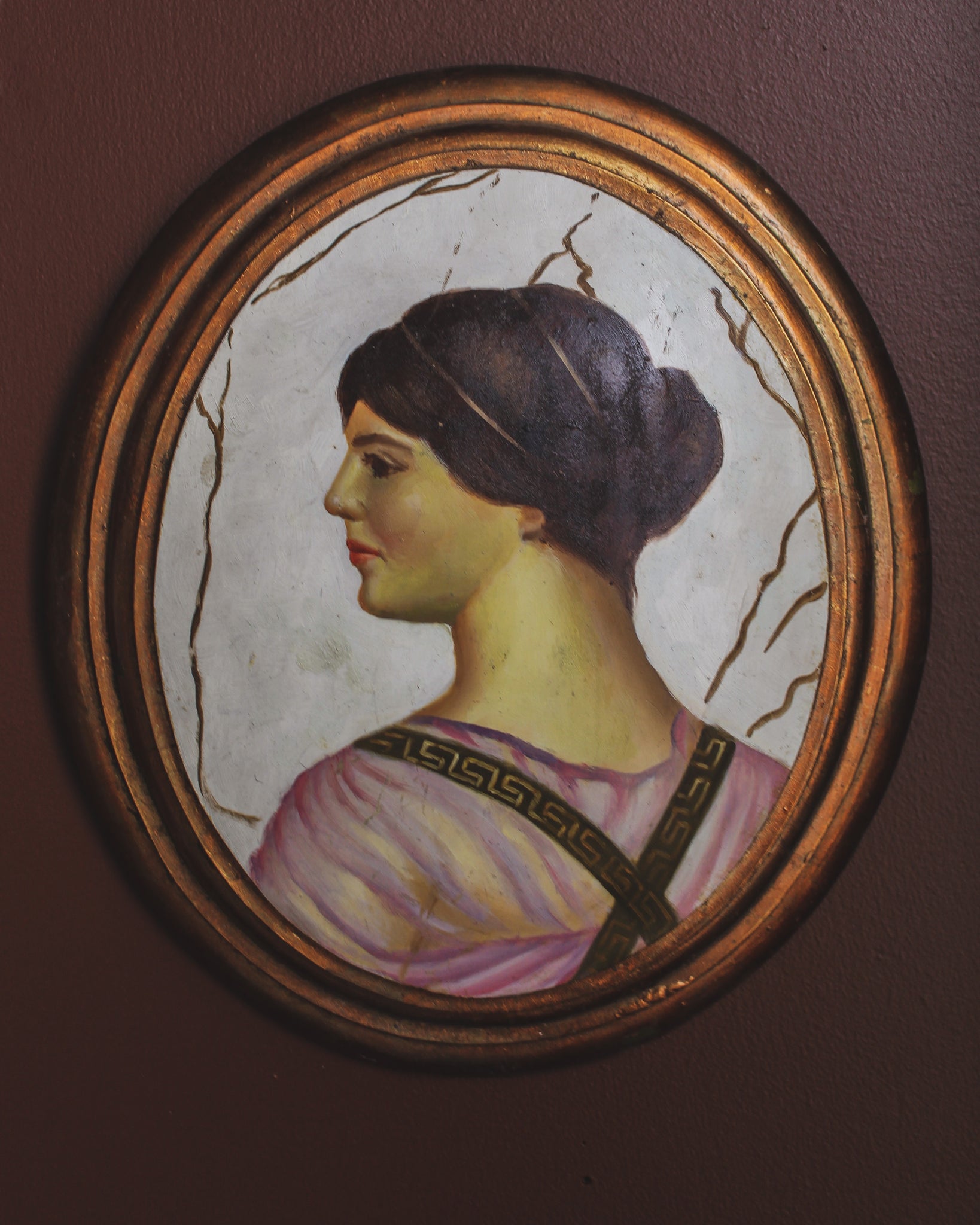 Grecian Style Portrait, Oil on Board