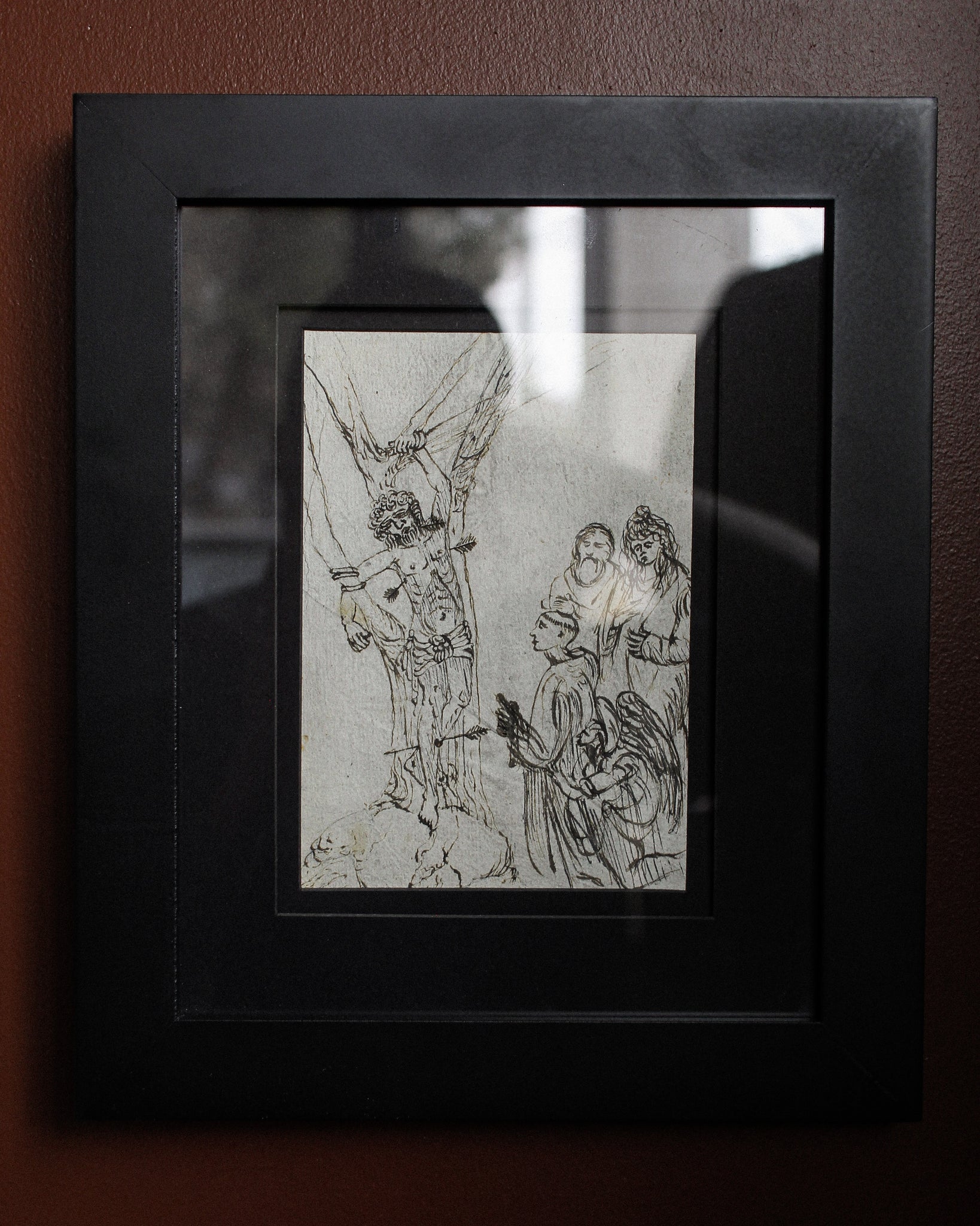 Early 15th Century Old Master Preparatory Sketch of Saint Sebastian, Shot By Arrows
