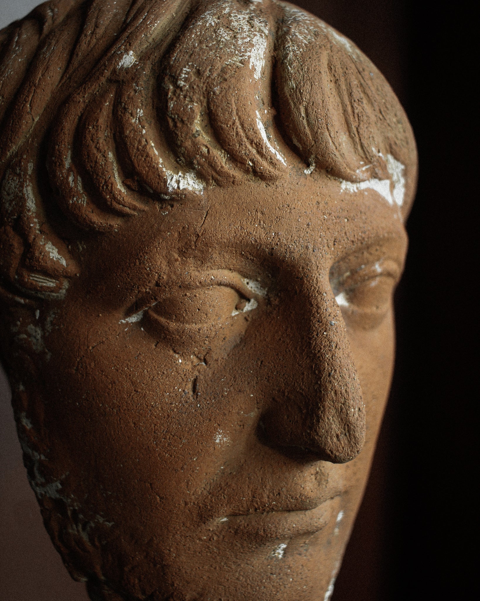 Roman Life Size Terracotta Head of Hadrian on Stand