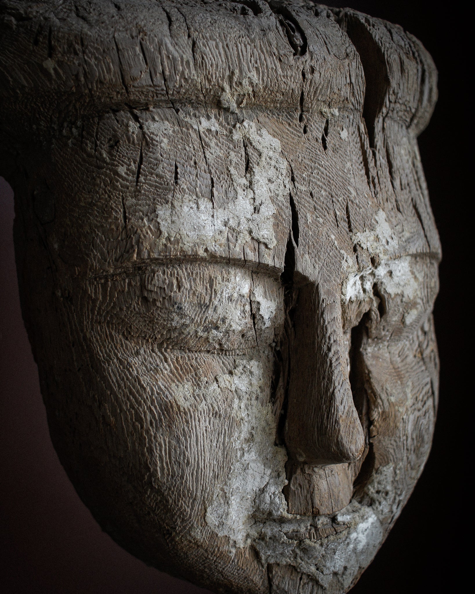 Large Late Period Sarcophagus Mask on Stand