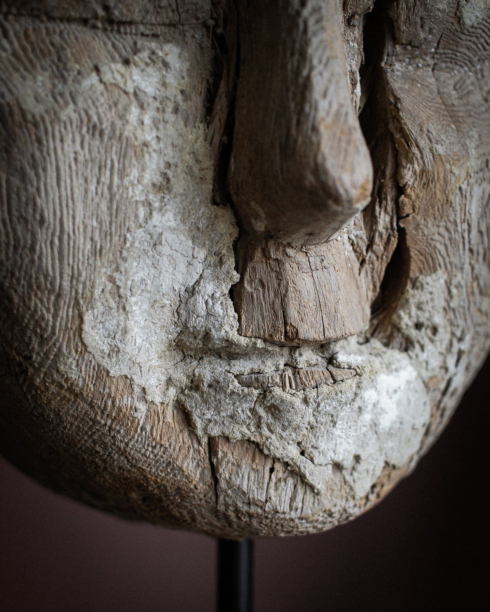 Large Late Period Sarcophagus Mask on Stand