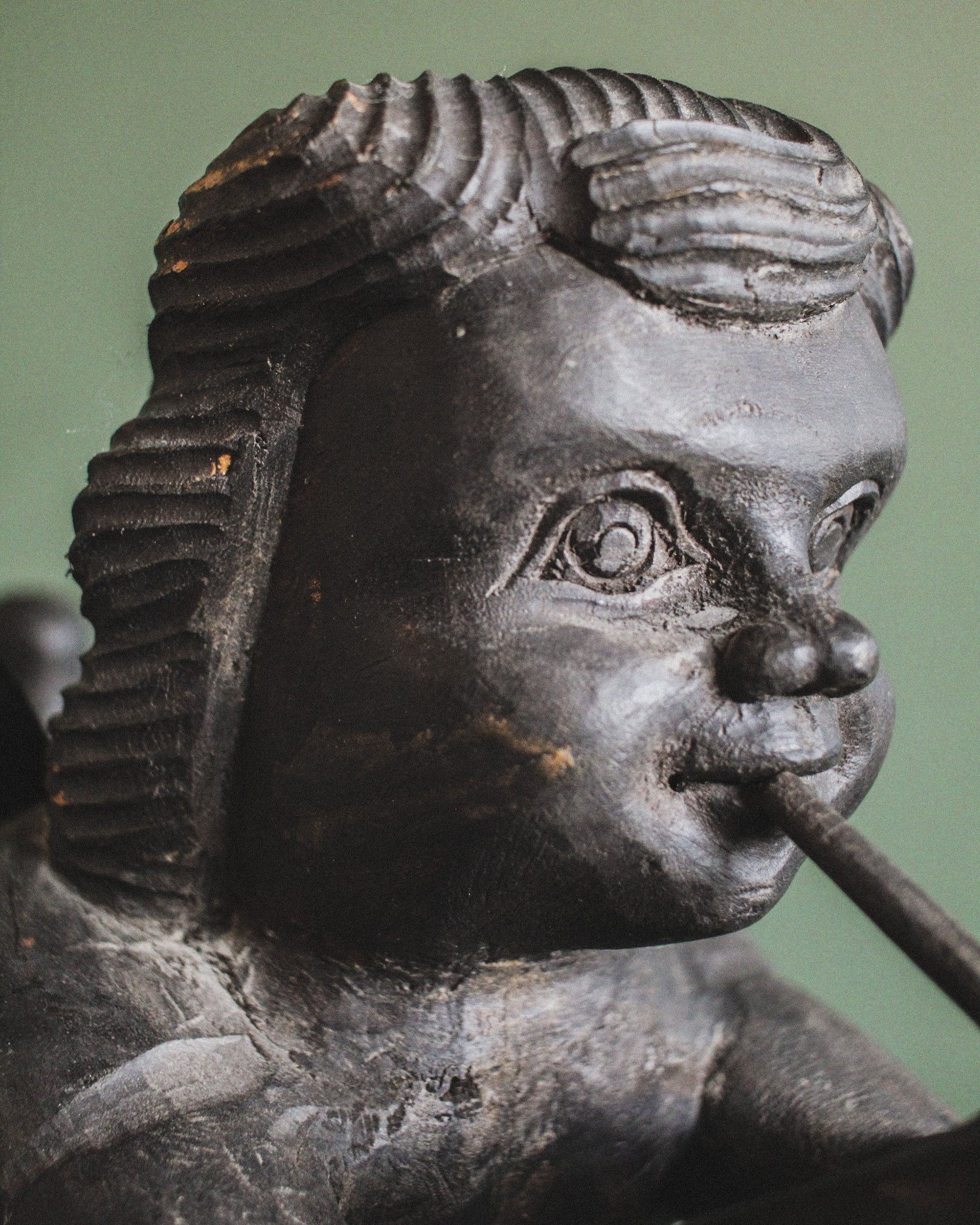 Large Carved Cherub on Stand