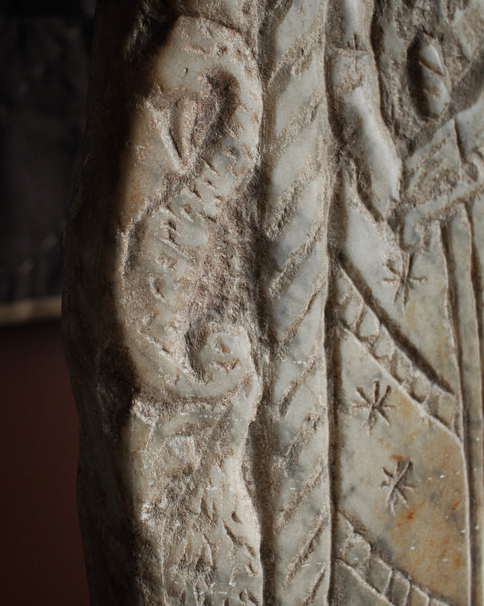 Romanesque Saint George and The Dragon Marble Tablet on Stand