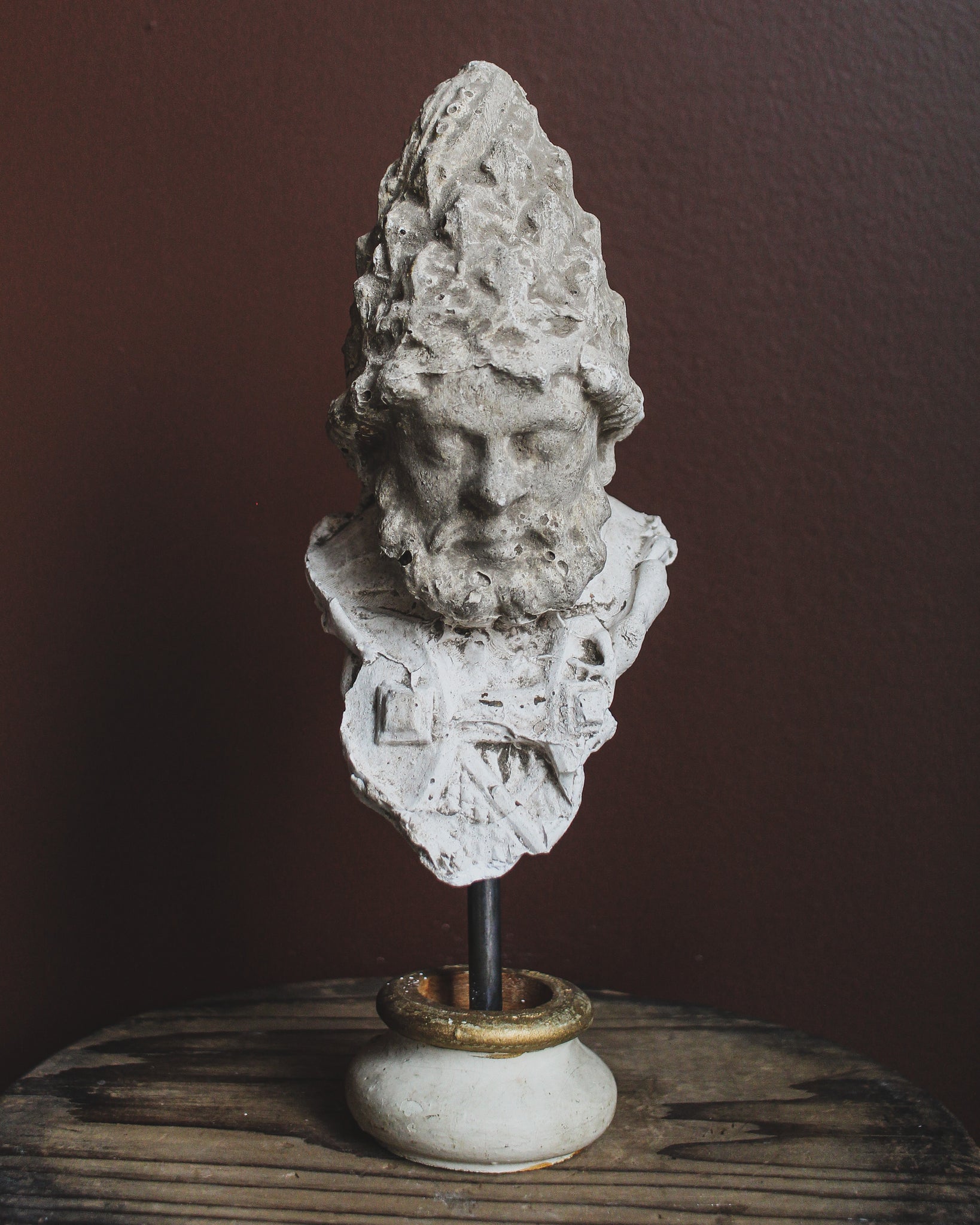 Plaster Mythological God Figure on Stand